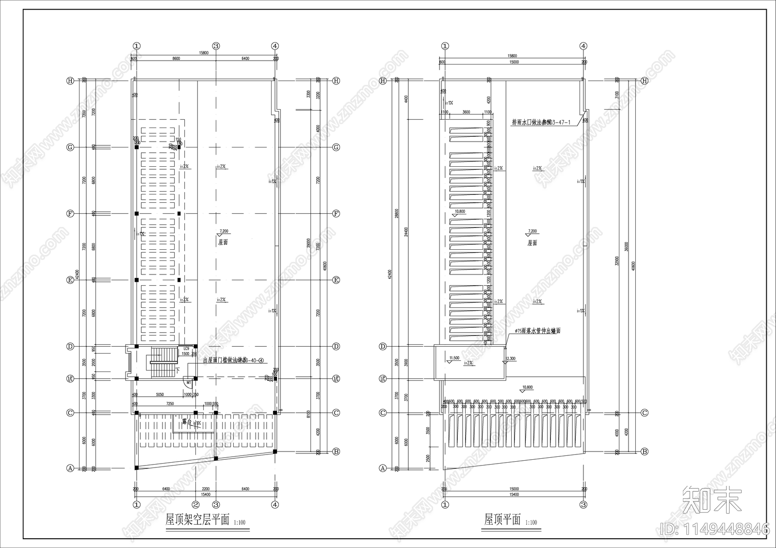 园区办公楼cad施工图下载【ID:1149448846】