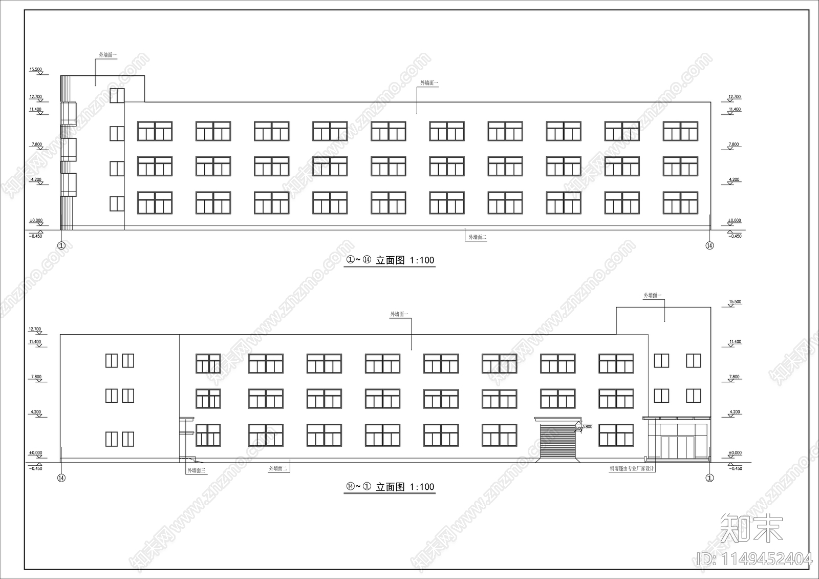 L型厂房建筑cad施工图下载【ID:1149452404】