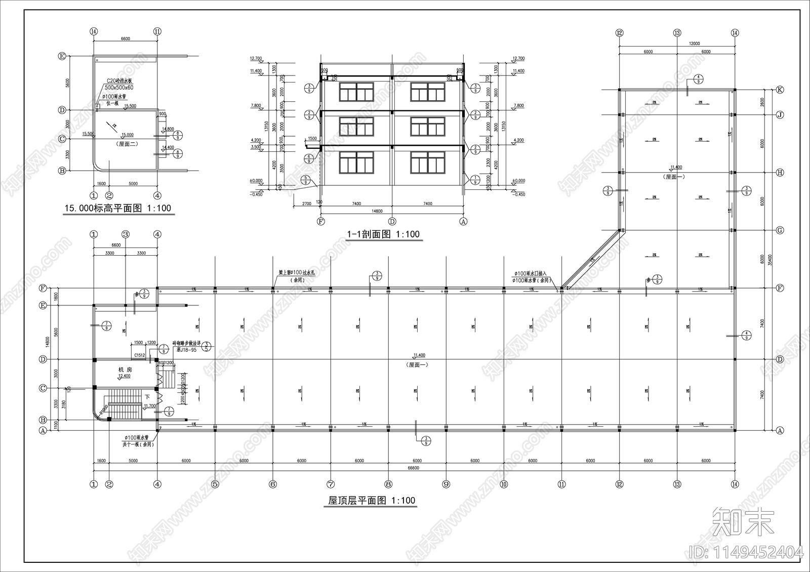 L型厂房建筑cad施工图下载【ID:1149452404】