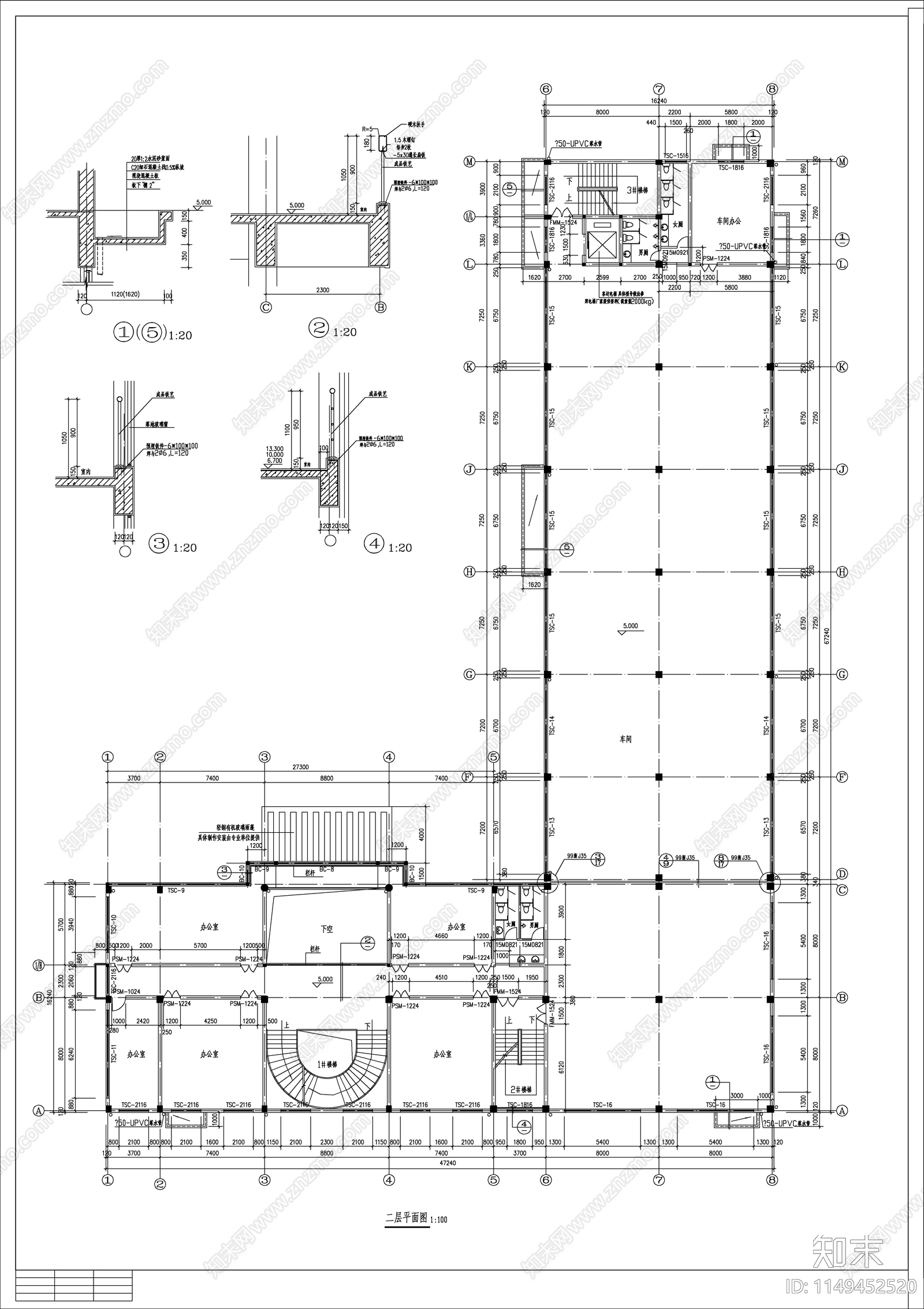 电子厂房建筑cad施工图下载【ID:1149452520】