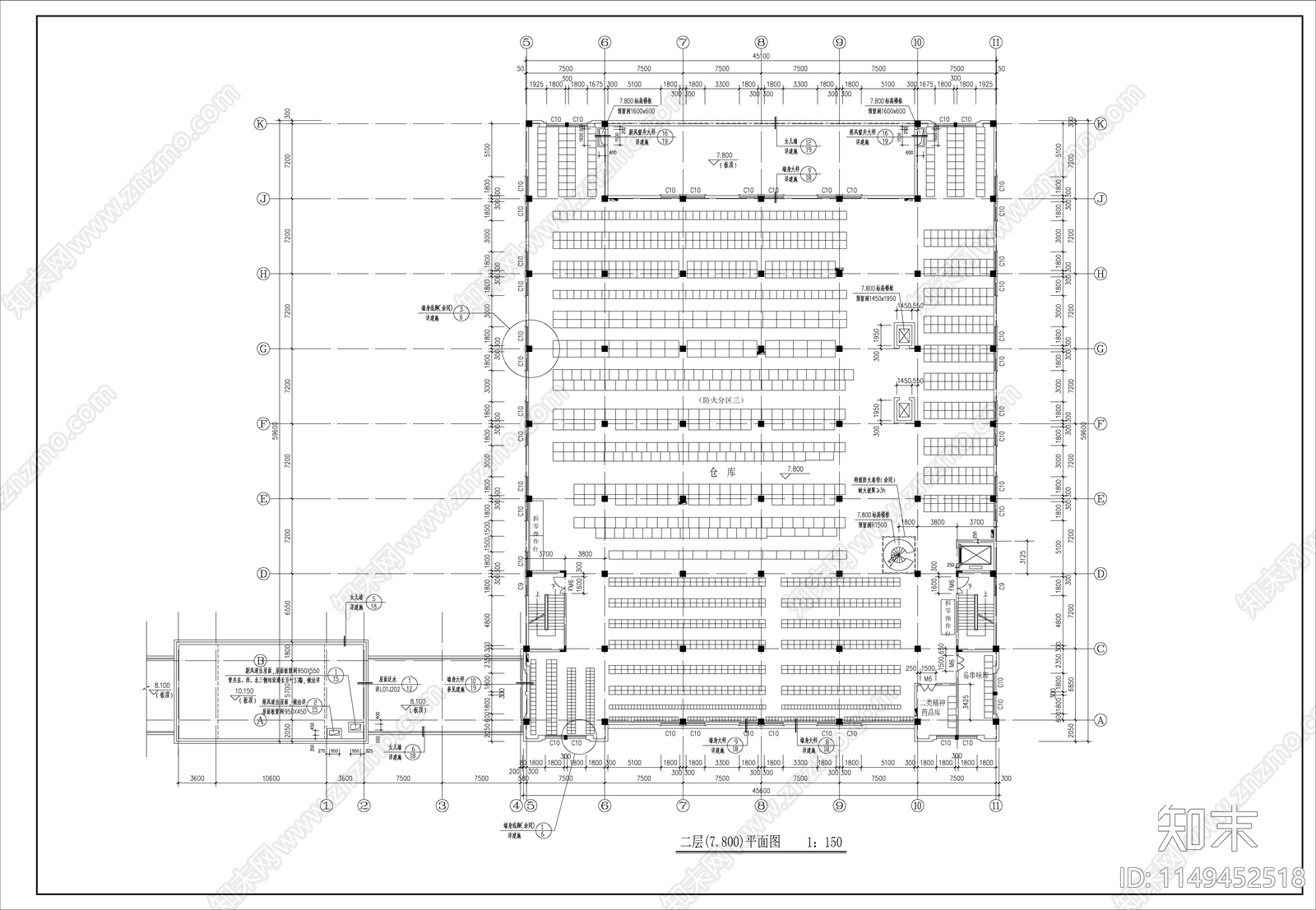 药品厂房建筑cad施工图下载【ID:1149452518】