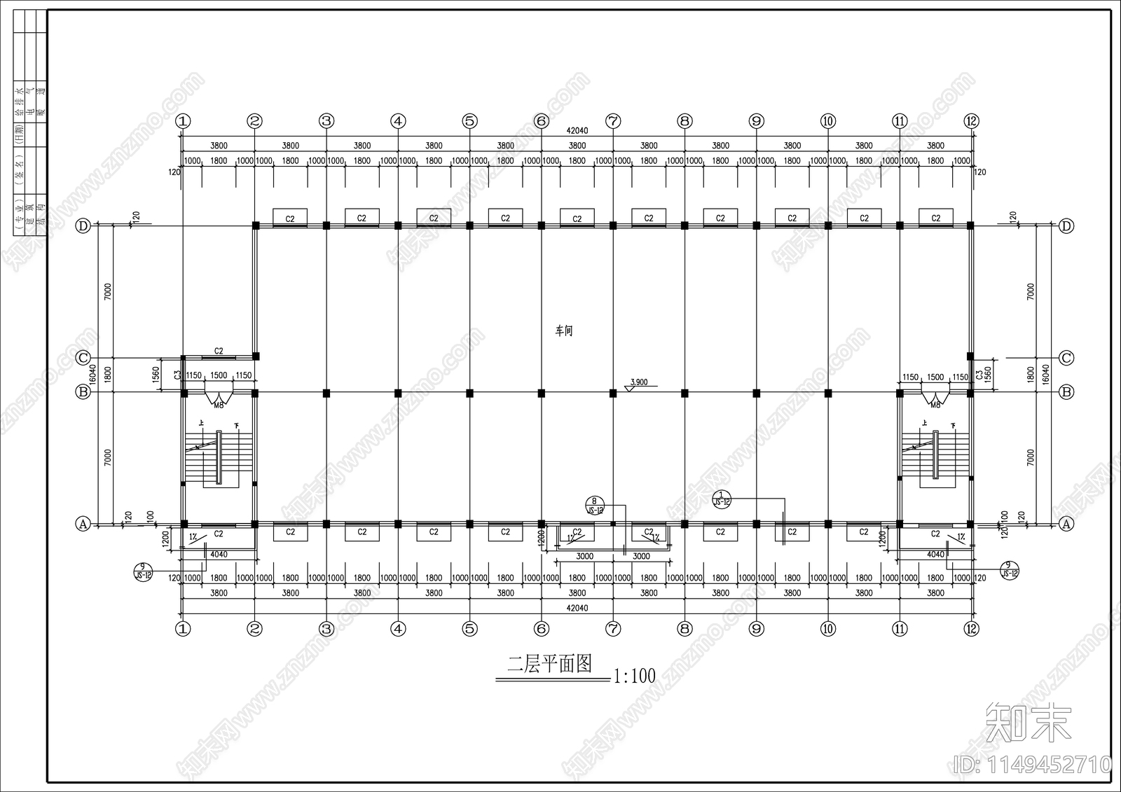 框架结构厂房建筑cad施工图下载【ID:1149452710】