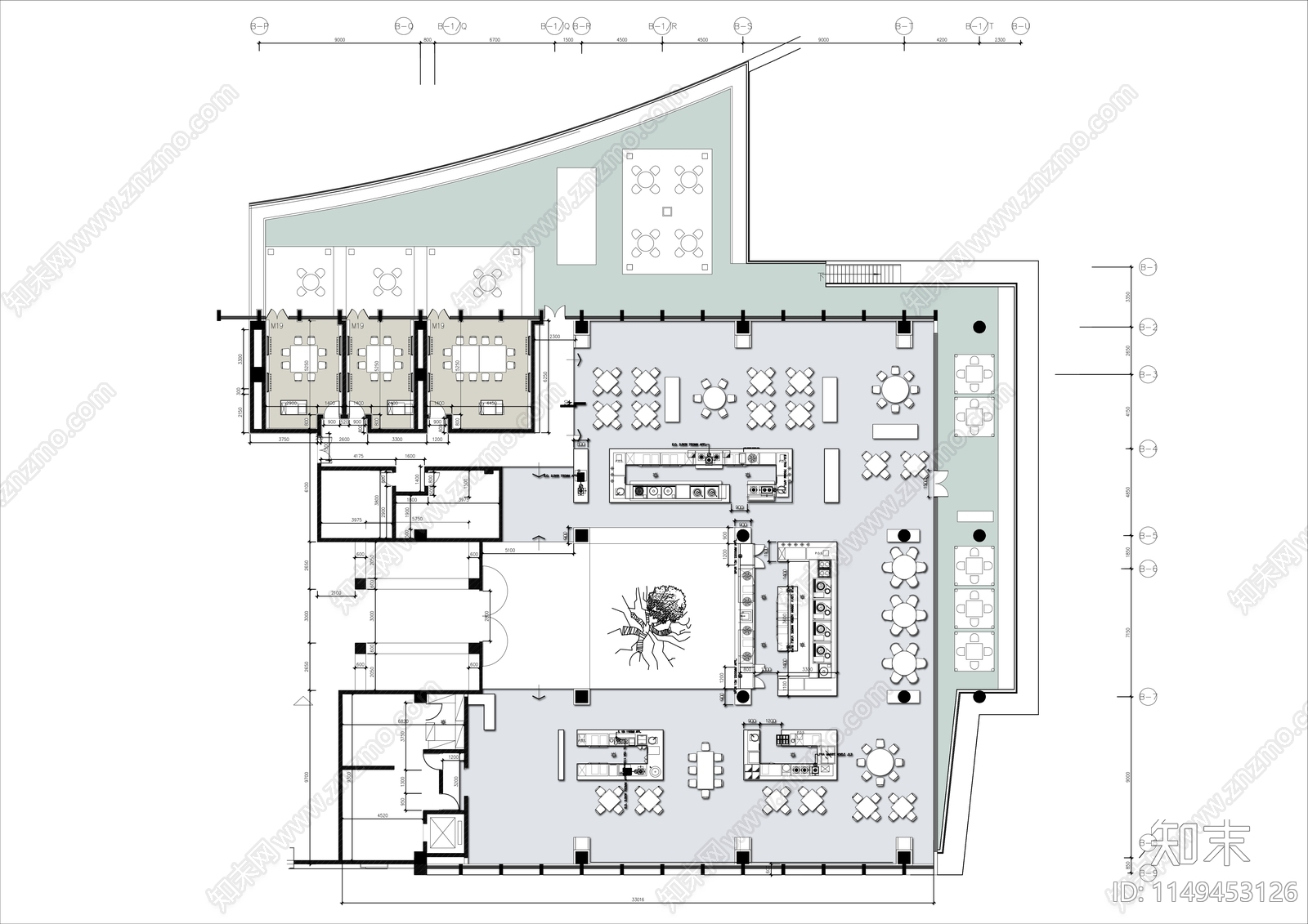 露营民宿餐厅平面布置图施工图下载【ID:1149453126】