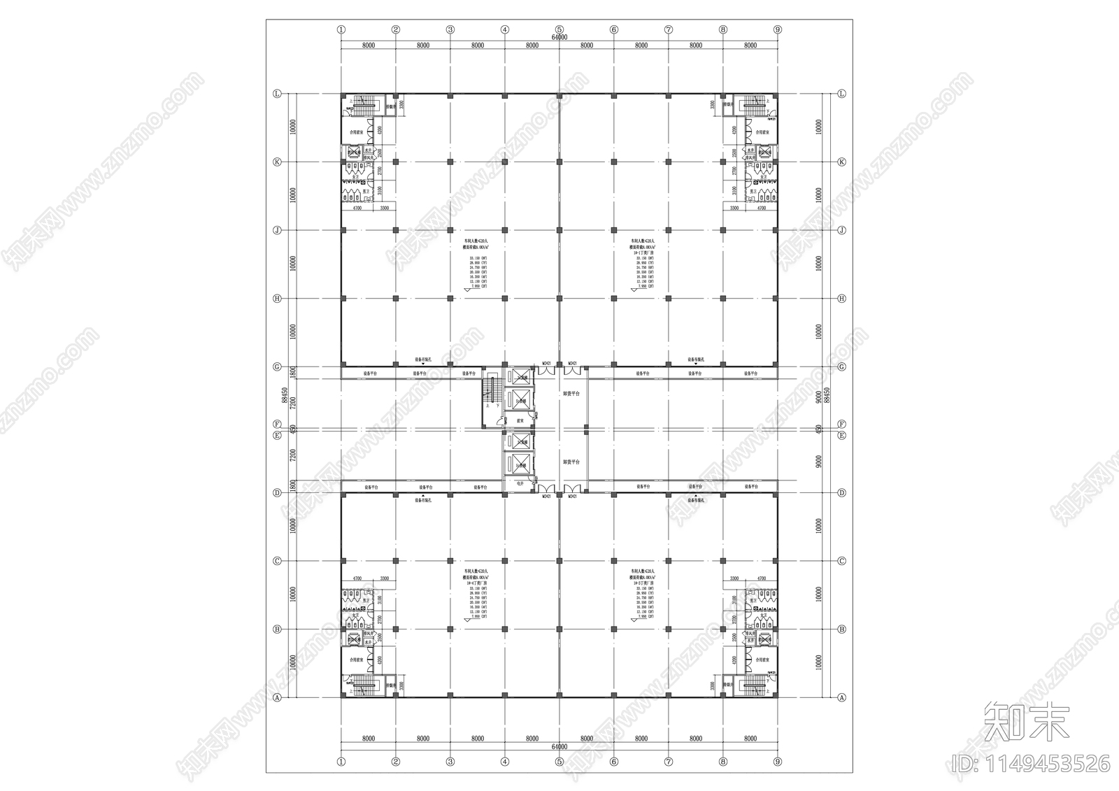 产业园标准户型库cad施工图下载【ID:1149453526】