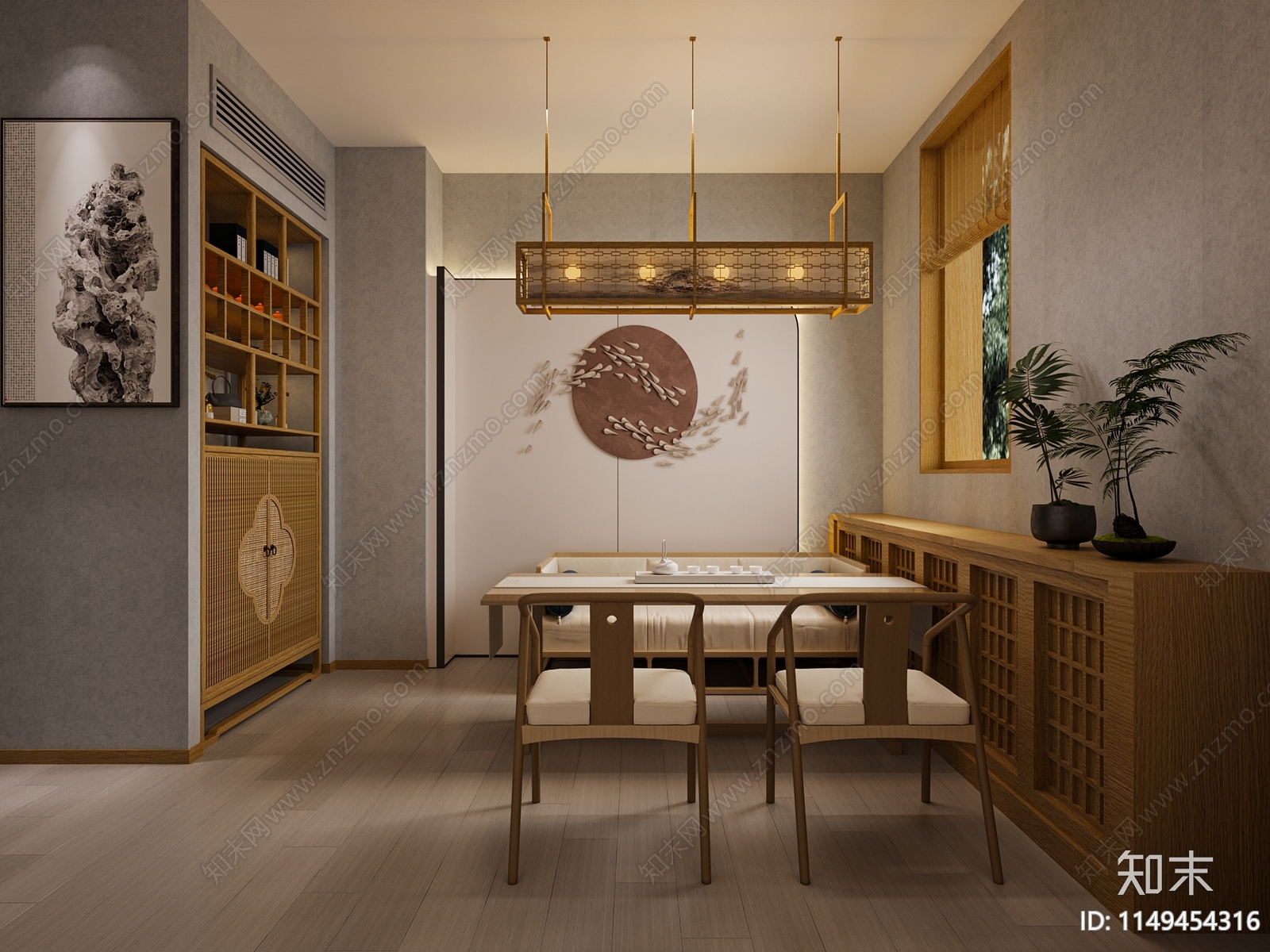 新中式茶室包厢3D模型下载【ID:1149454316】