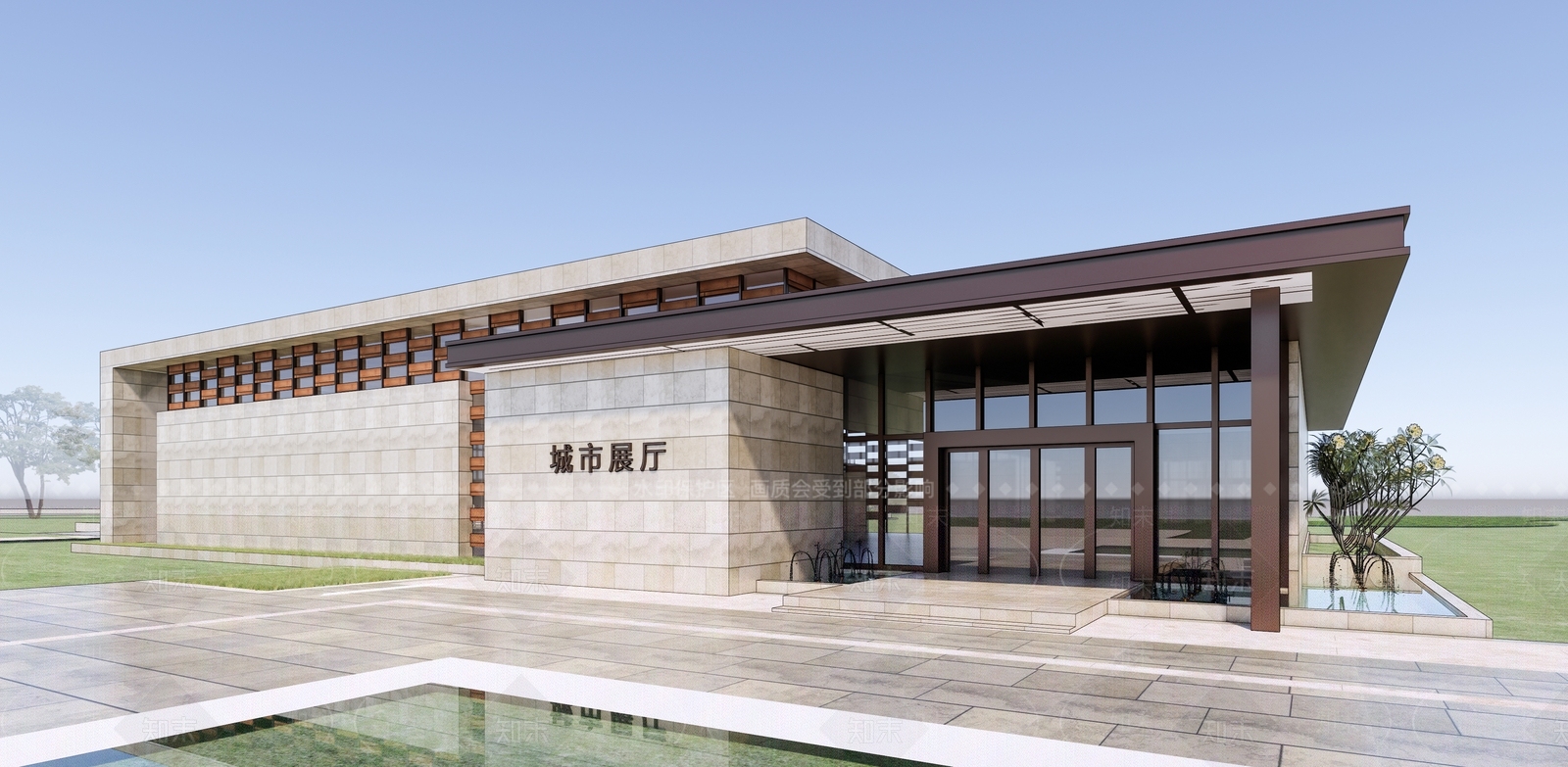 现代城市展览馆建筑SU模型下载【ID:1149454527】