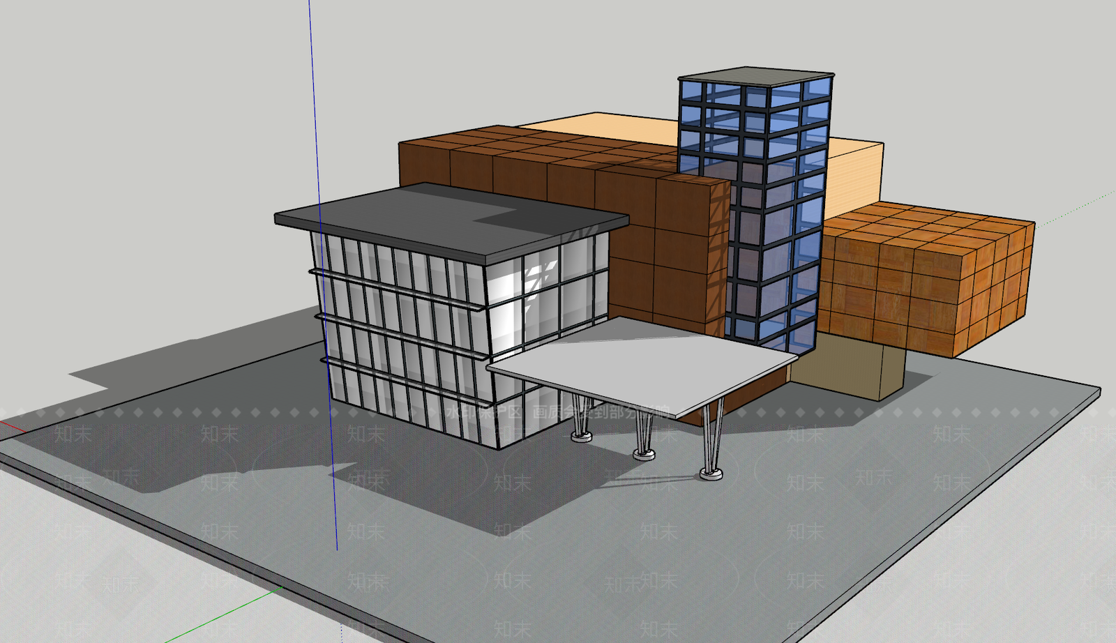 现代展览馆建筑SU模型下载【ID:1149454962】