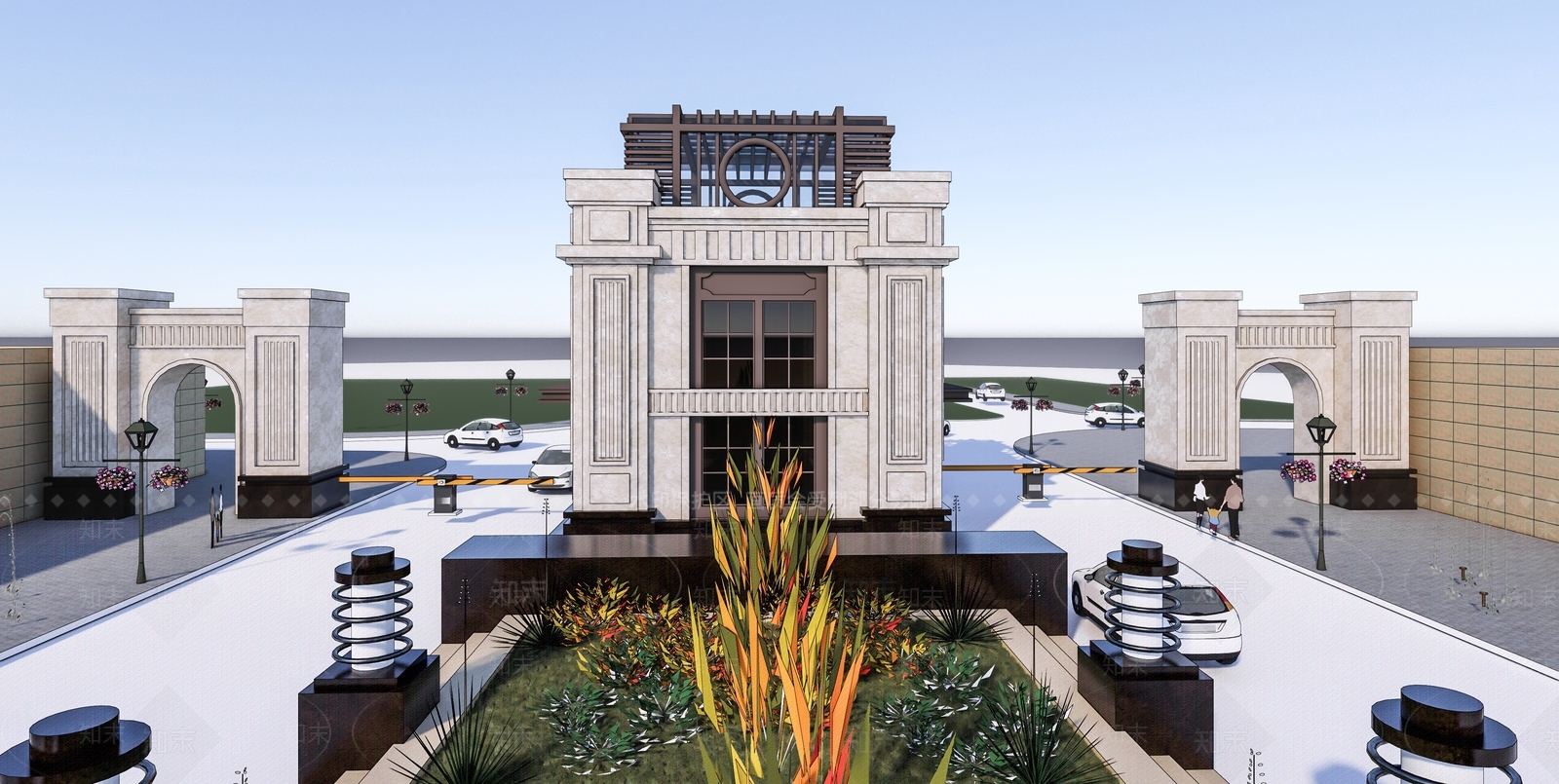 欧式古典入口大门SU模型下载【ID:1149458059】