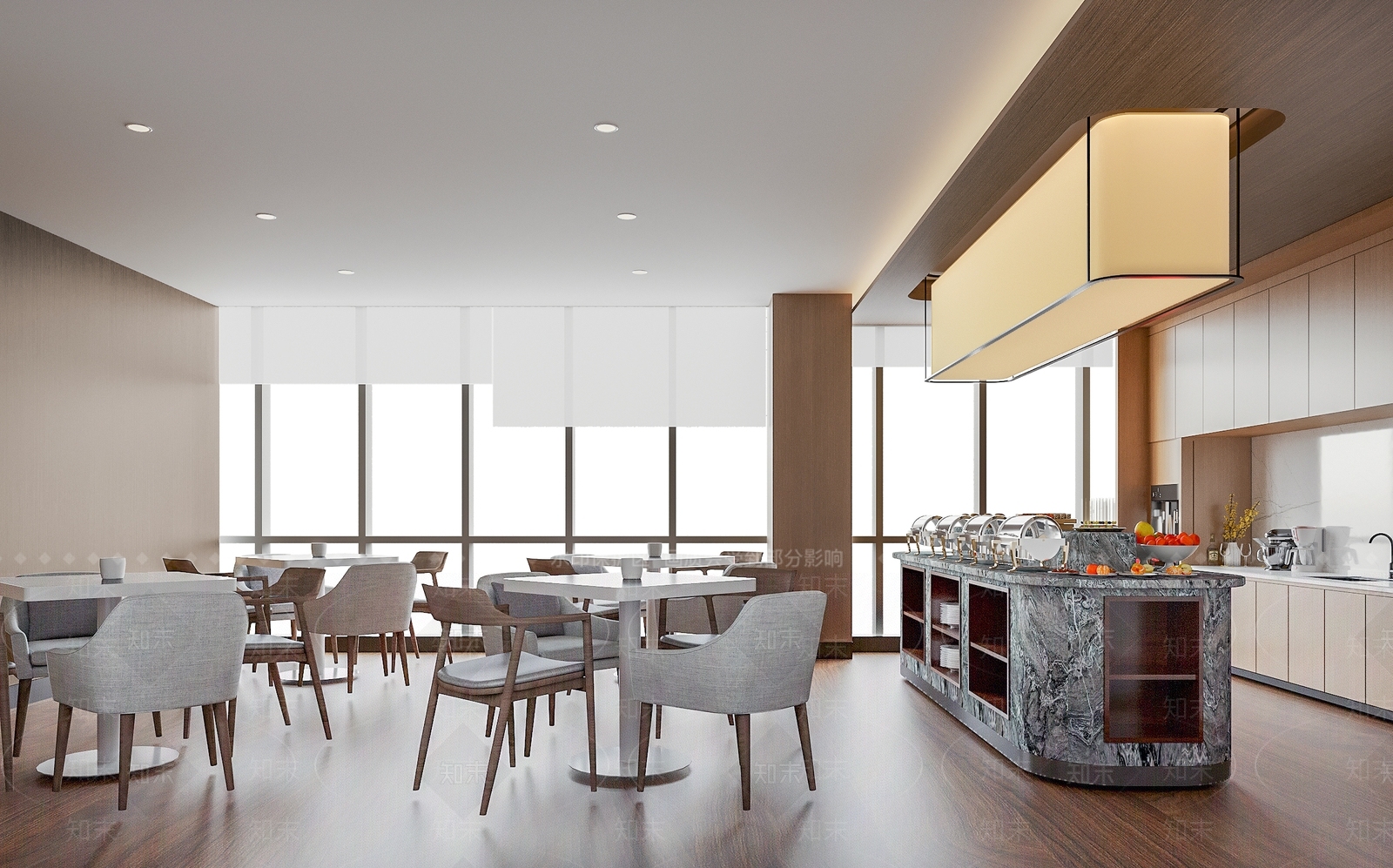现代酒店自助餐厅SU模型下载【ID:1149460740】