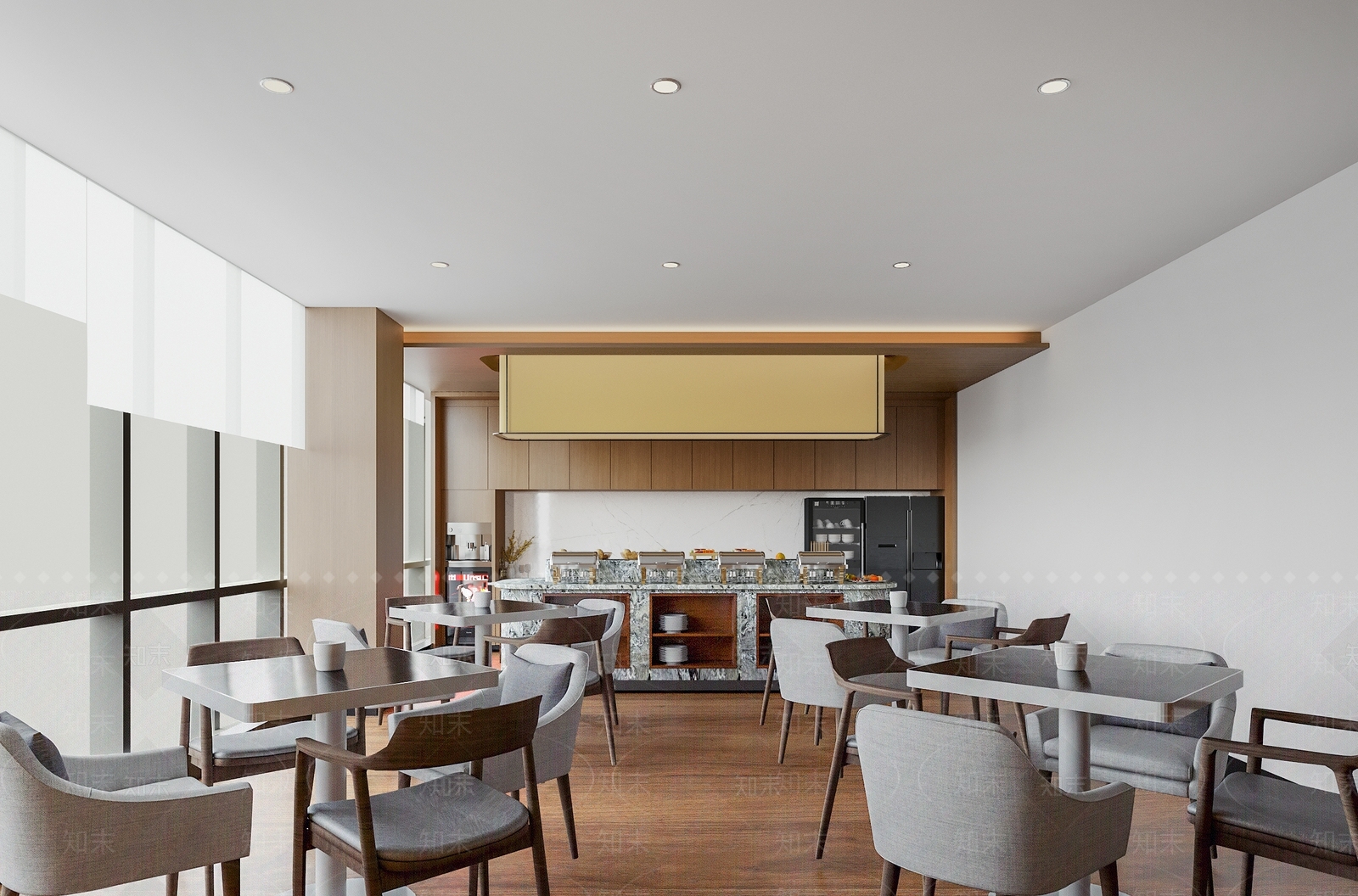 现代酒店自助餐厅SU模型下载【ID:1149460740】