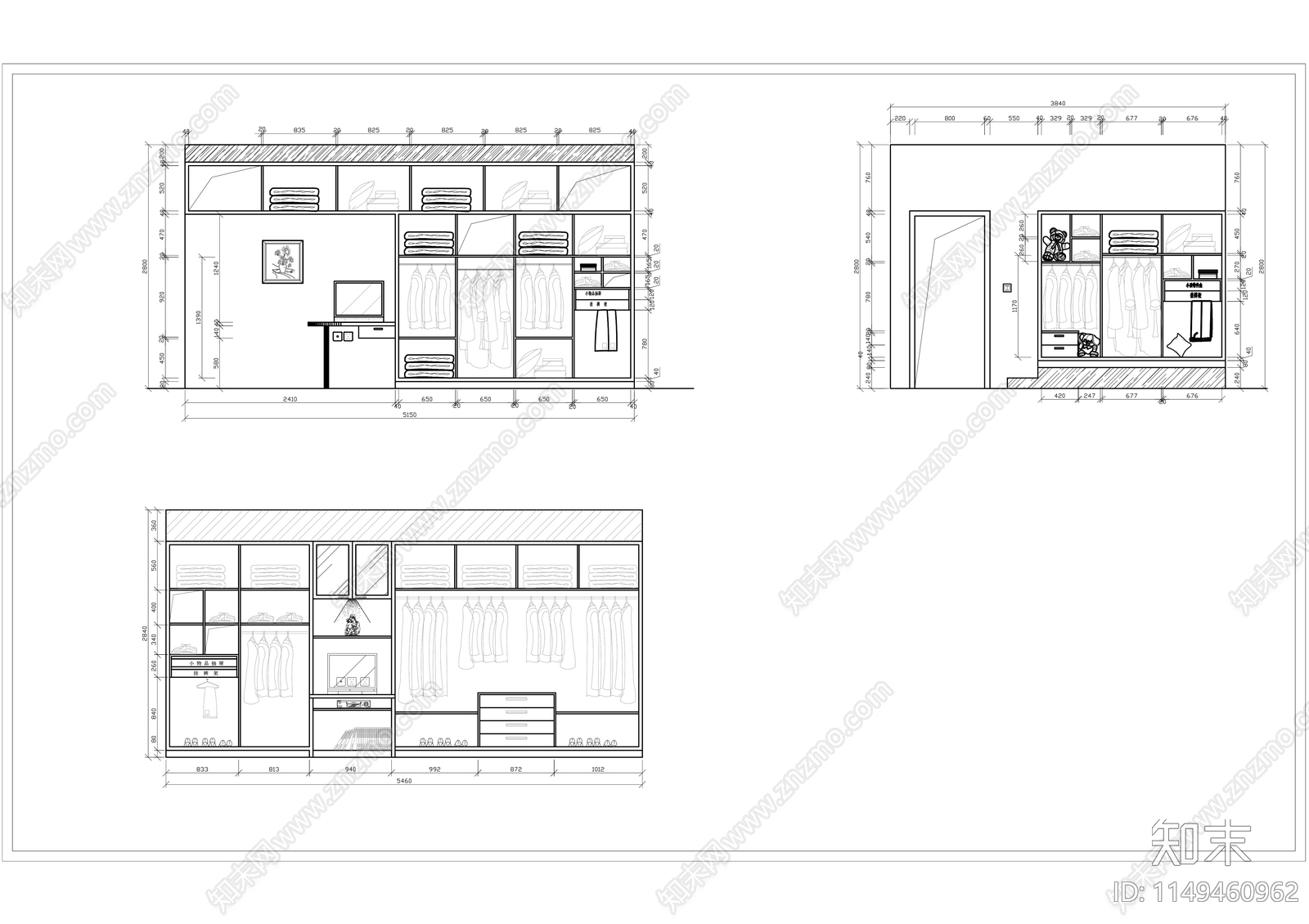 多款家居衣柜节点详图cad施工图下载【ID:1149460962】