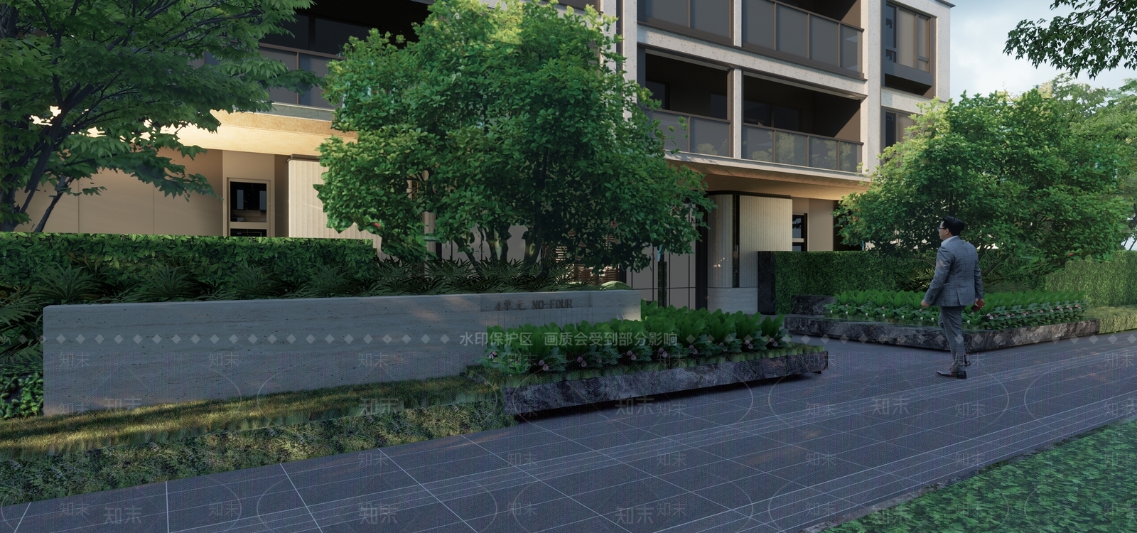 现代居住区单元入户门SU模型下载【ID:1149461352】