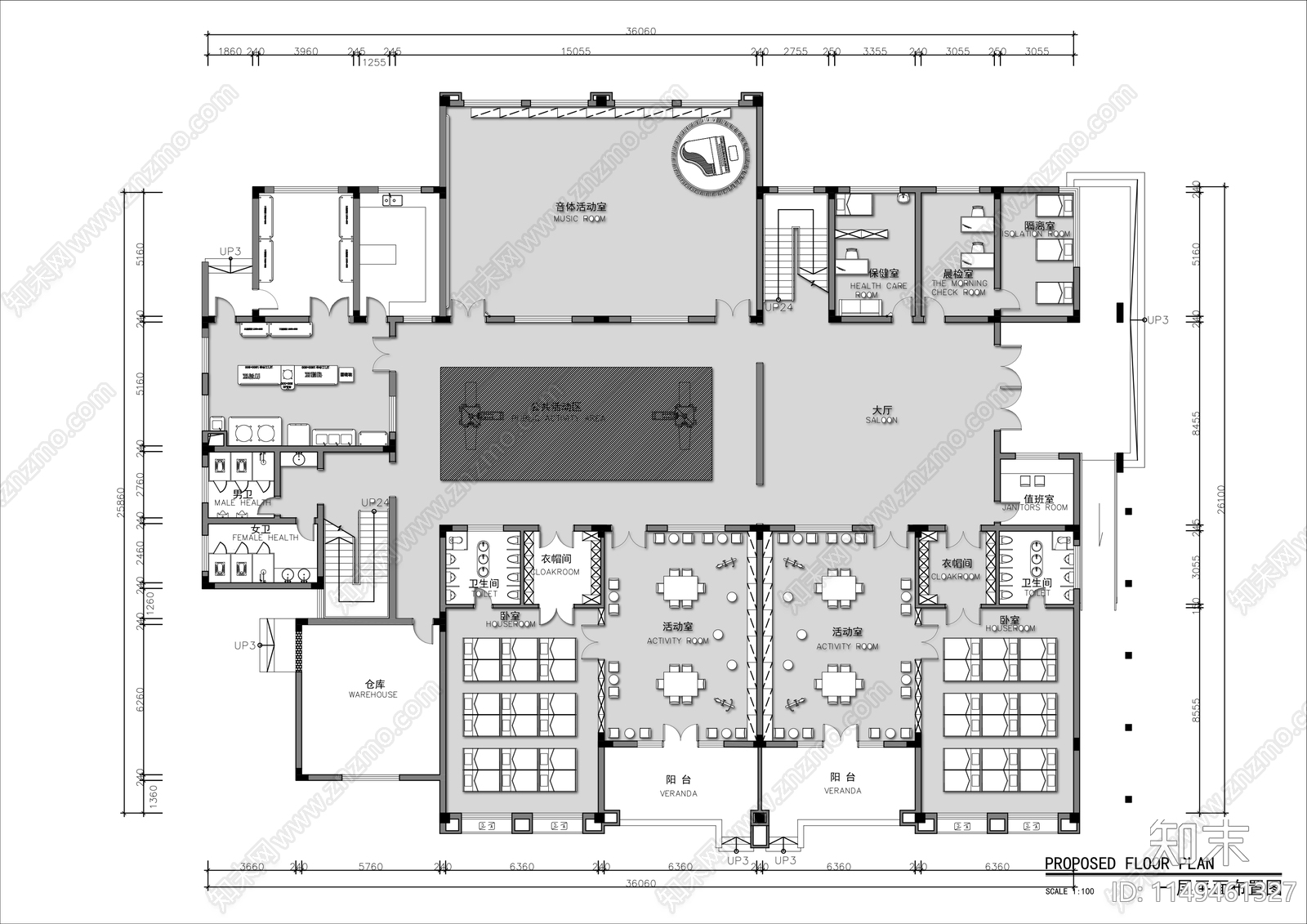 两层幼儿园教室平面布置图施工图下载【ID:1149461327】