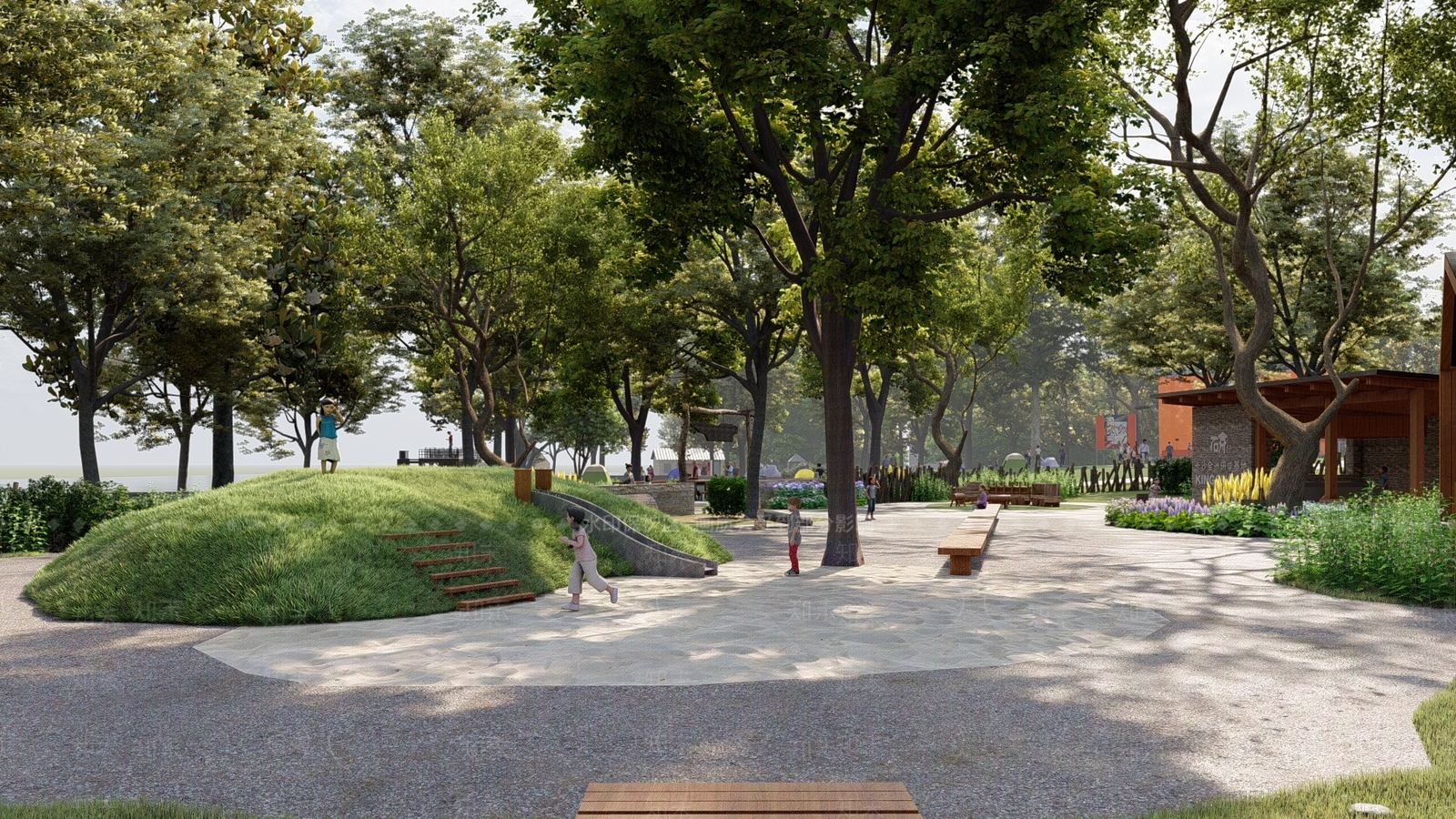中式生态游乐区SU模型下载【ID:1149461472】