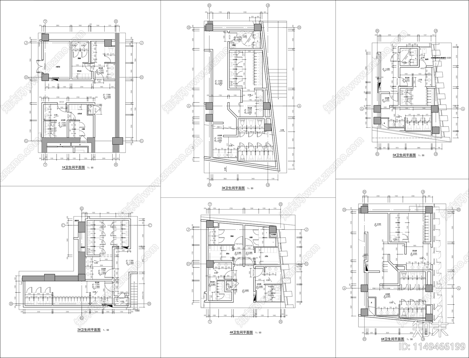 工装空间卫生间平面图施工图下载【ID:1149466199】