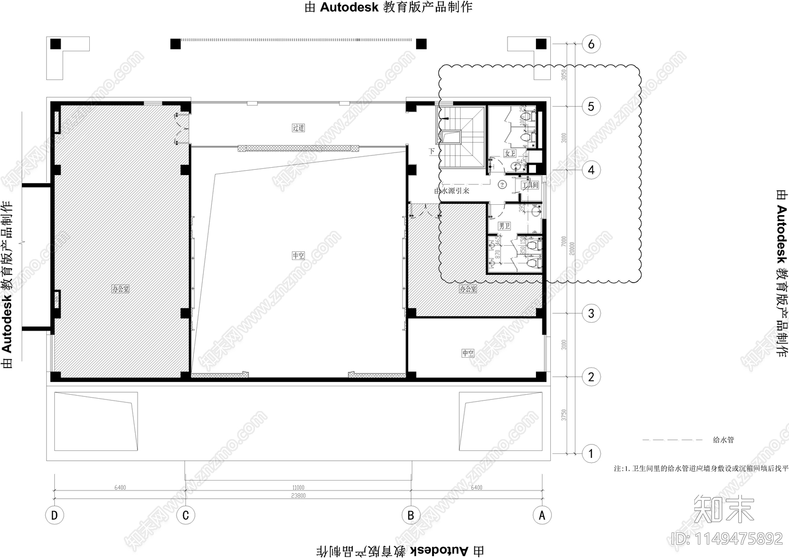 售楼部给排水cad施工图下载【ID:1149475892】