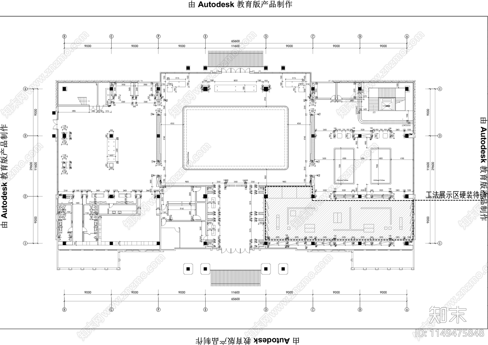 绿地城售楼中心平面系统图cad施工图下载【ID:1149475848】