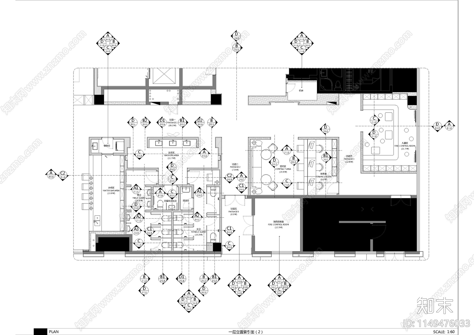 贵州宝能项目售楼处cad施工图下载【ID:1149476033】