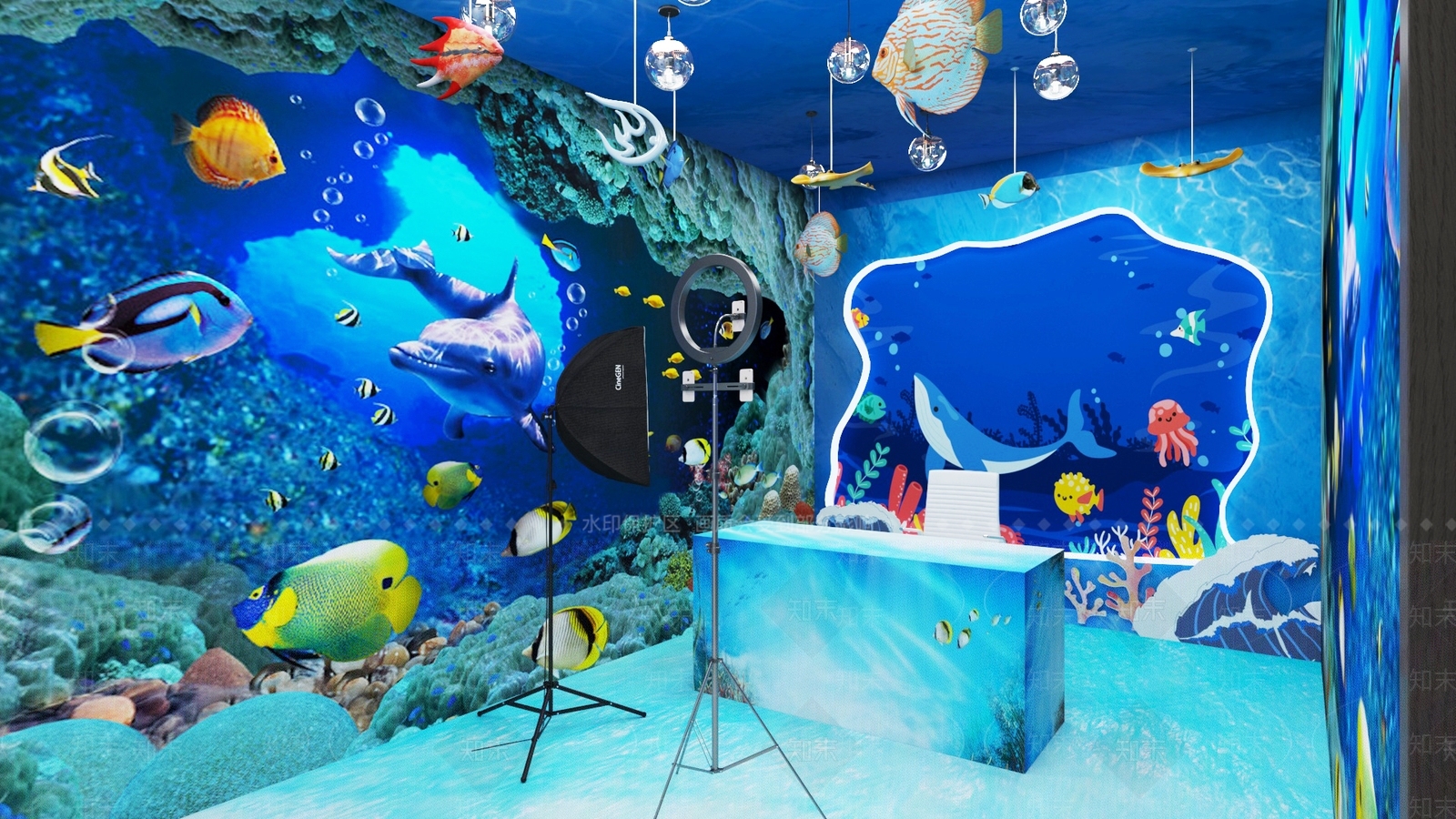 海洋直播间演播室水产品主题3D模型下载【ID:1149484345】
