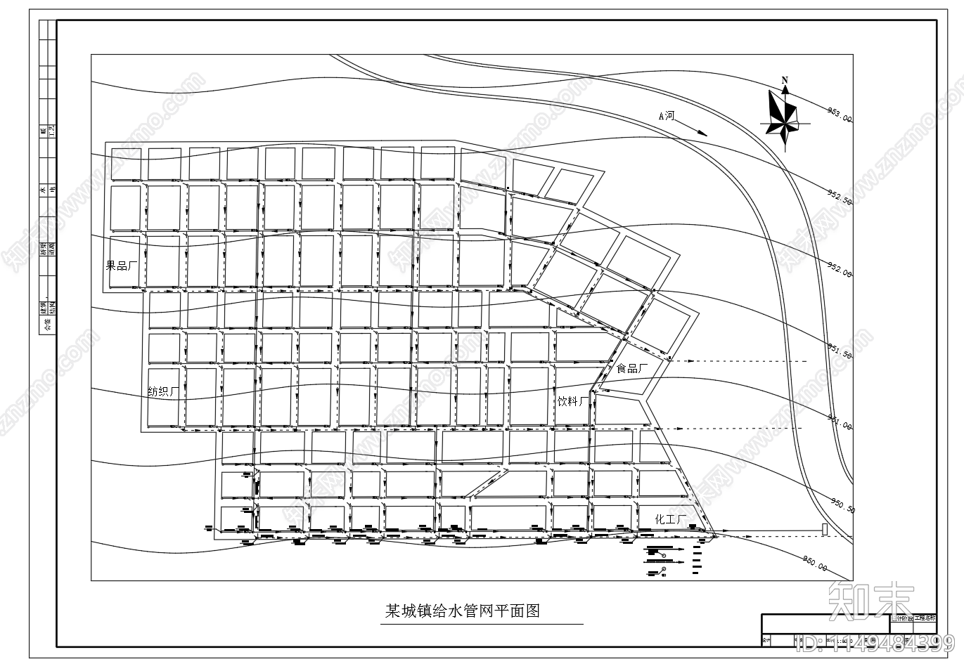 城镇给水管网平面纵剖面图cad施工图下载【ID:1149484399】