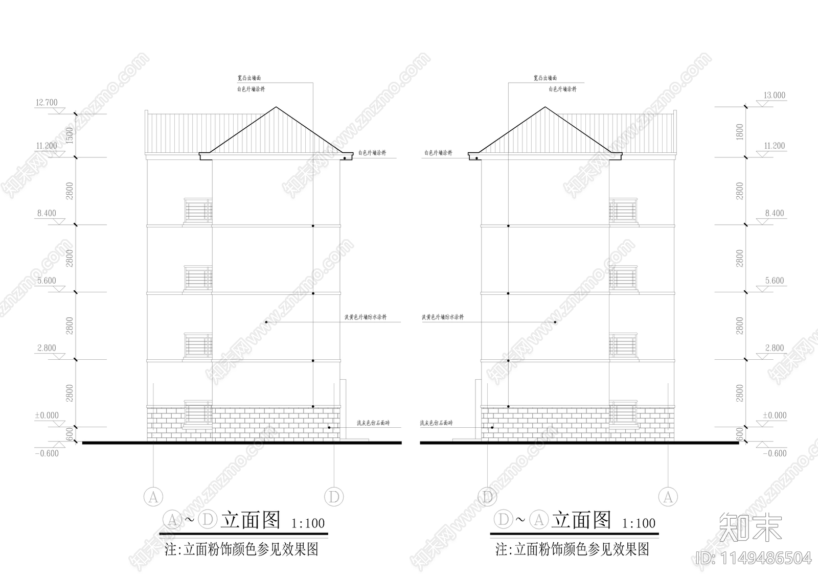 部队多层宿舍楼cad施工图下载【ID:1149486504】