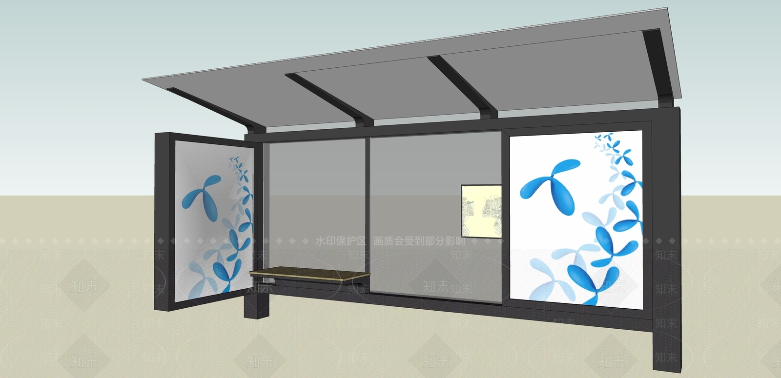 现代公交站台SU模型下载【ID:1149485788】