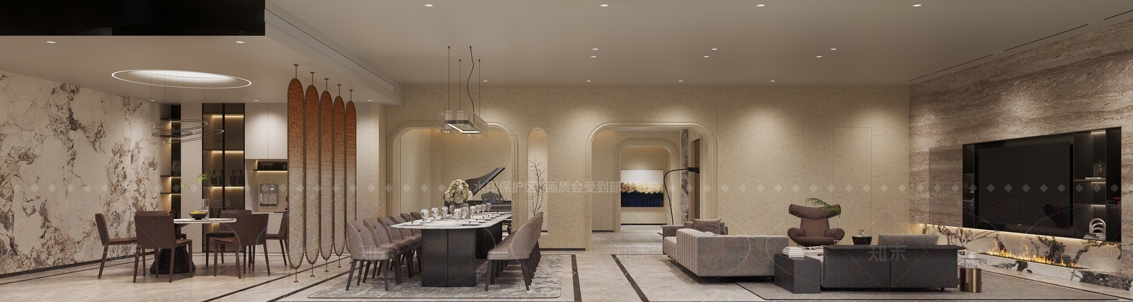 现代轻奢餐厅客厅电梯玄关3D模型下载【ID:1149493252】