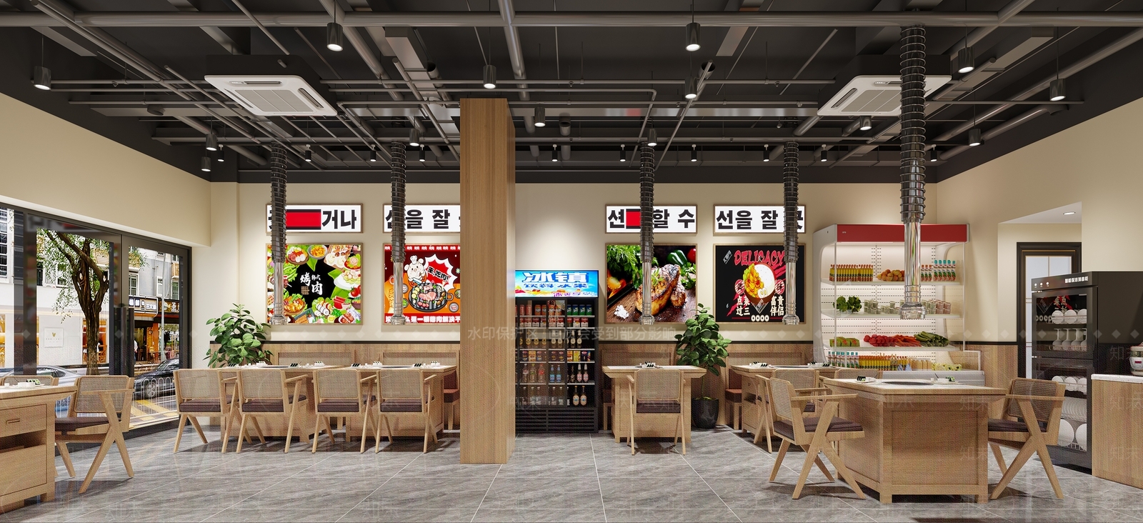 现代工业风原木风火锅店3D模型下载【ID:1149493570】