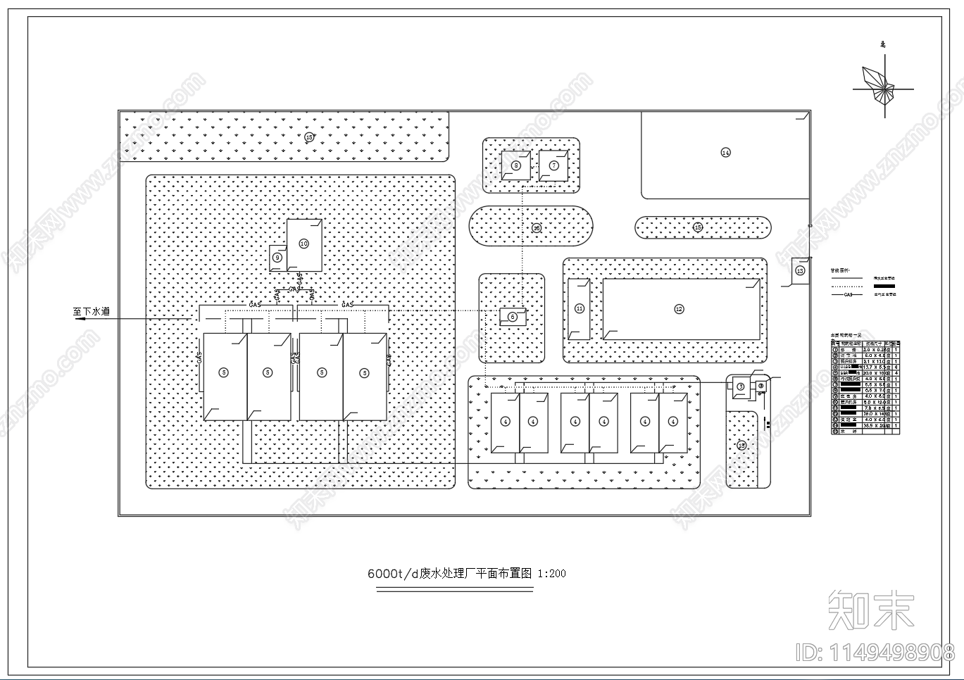 6000吨啤酒废水处理平面图施工图下载【ID:1149498908】