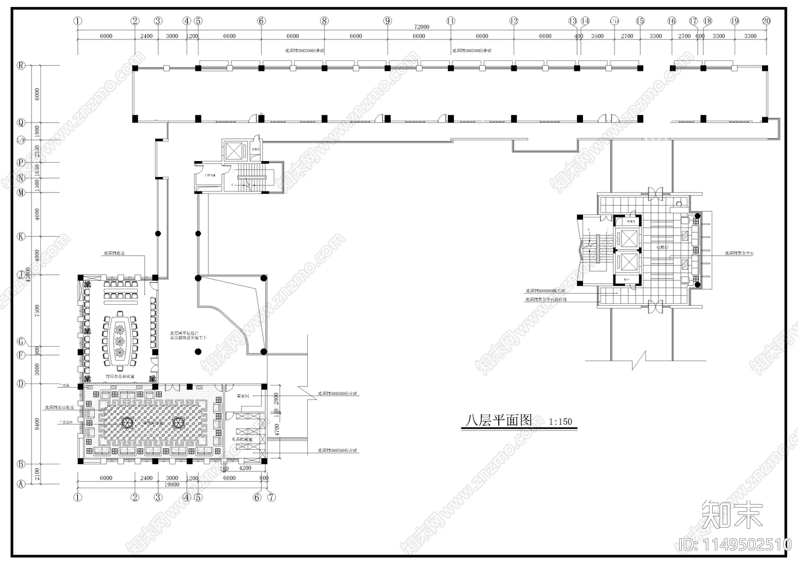 某大学办公楼装修cad施工图下载【ID:1149502510】