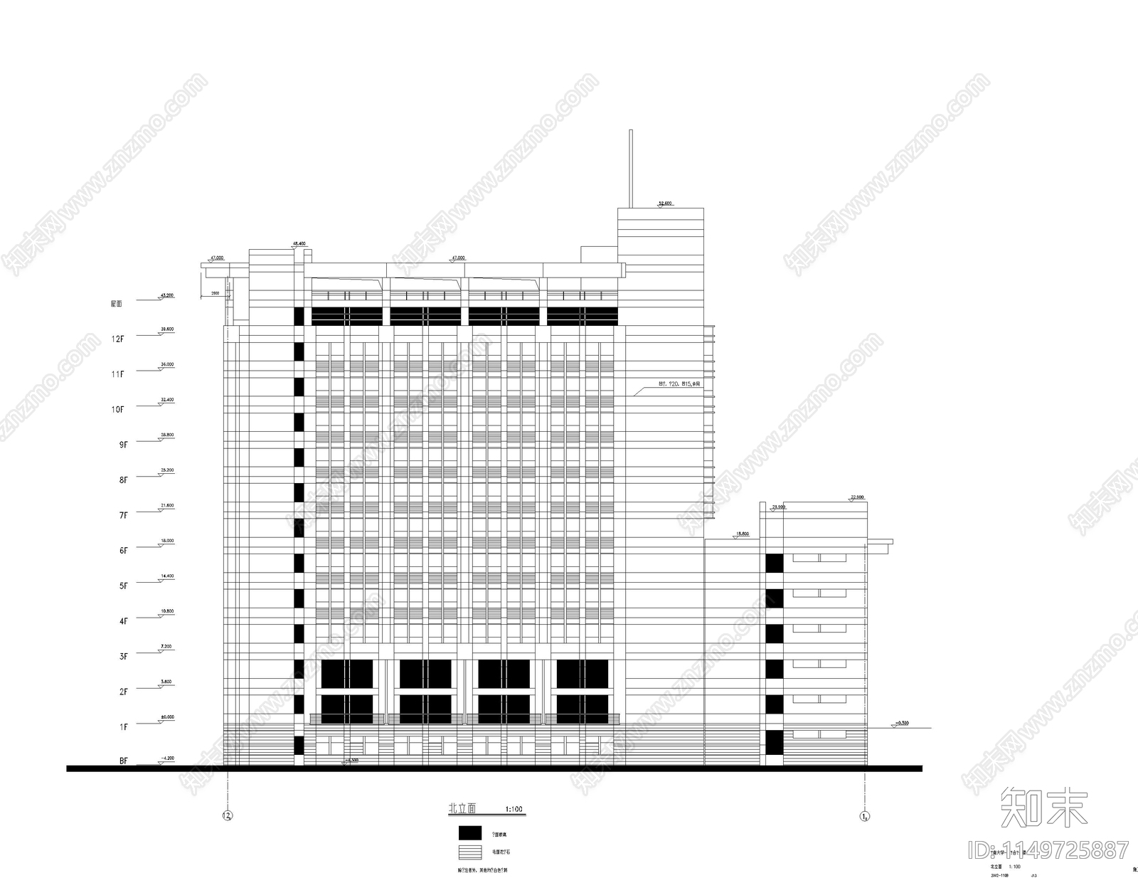 大学综合楼建筑cad施工图下载【ID:1149725887】