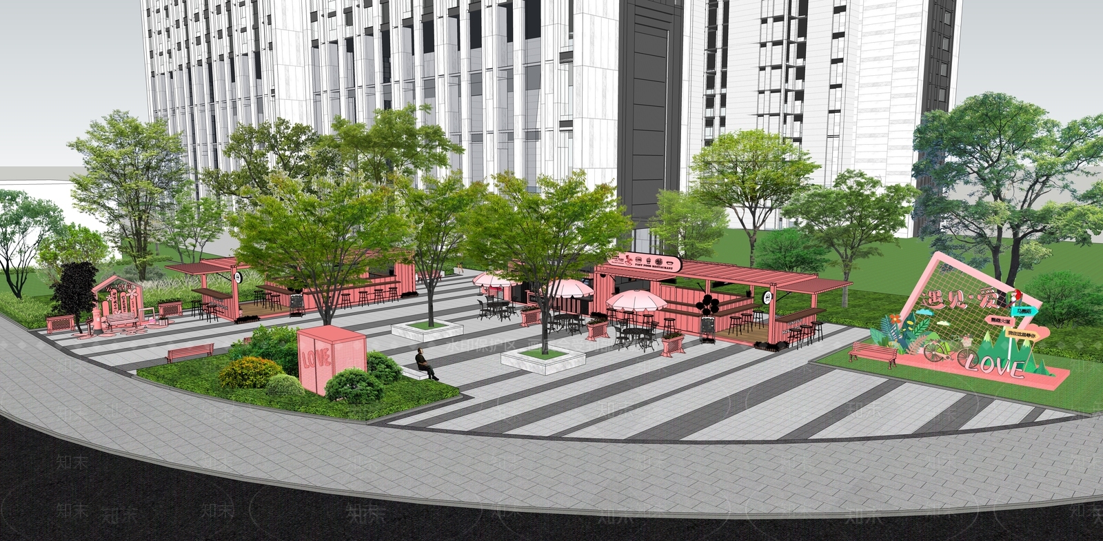 现代爱情主题外摆SU模型下载【ID:1149504885】