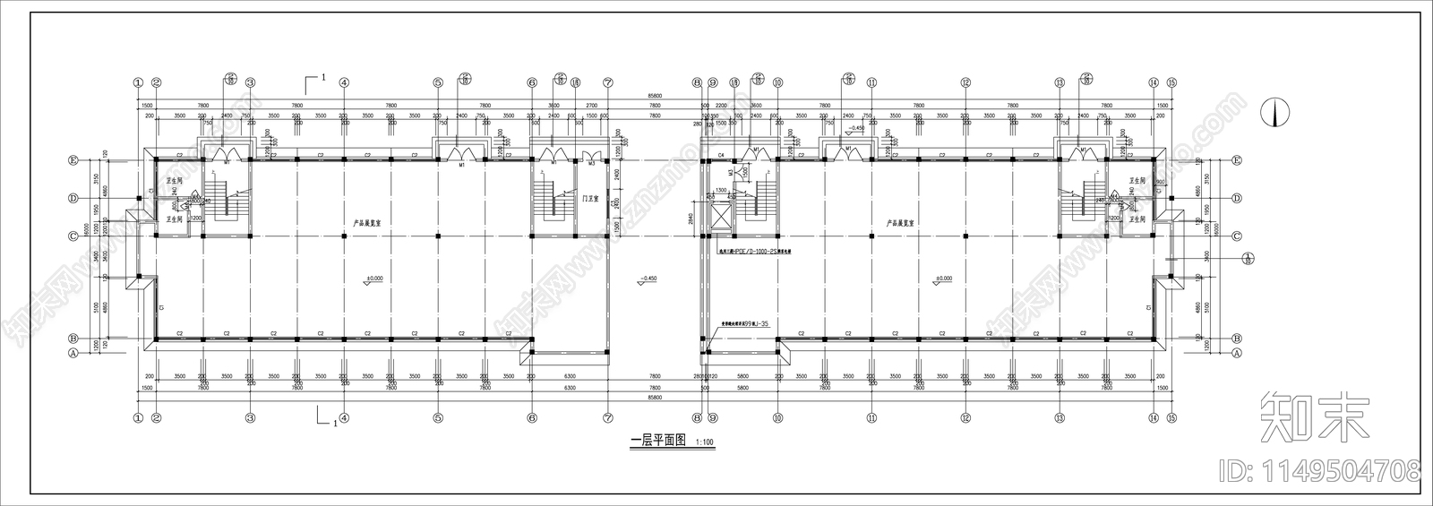 现代厂区办公楼建筑cad施工图下载【ID:1149702879】