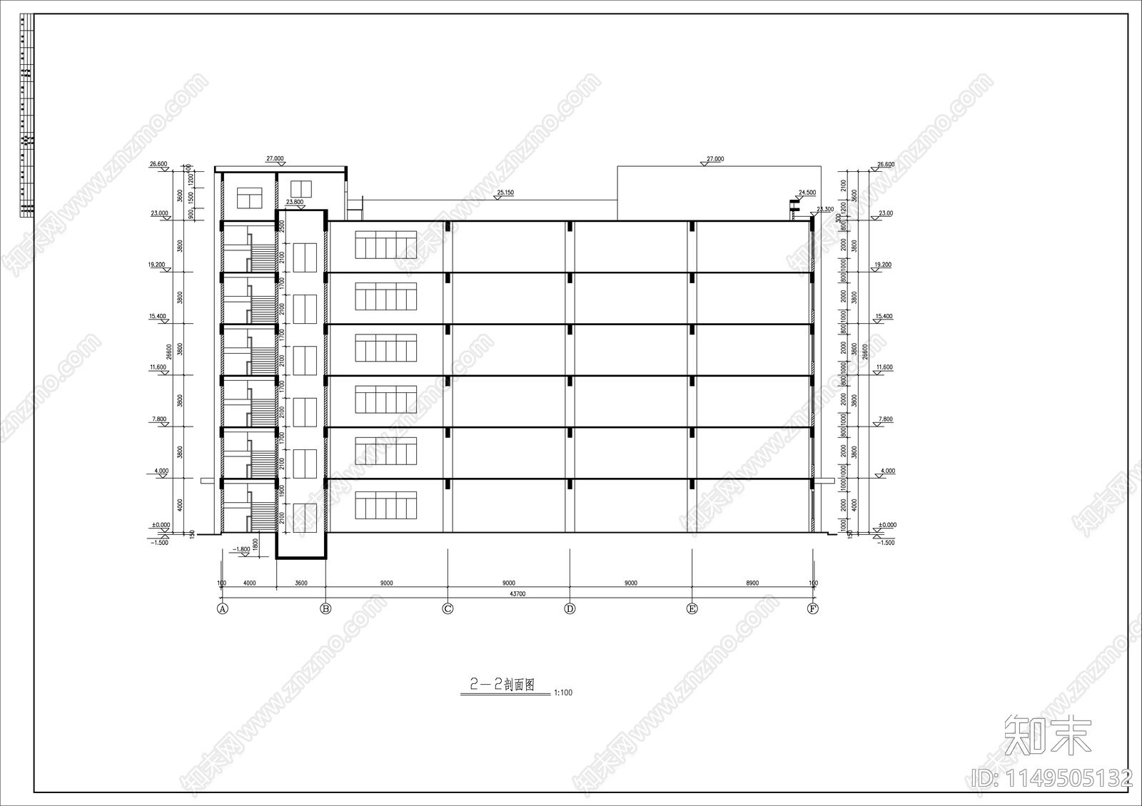 7层厂房建筑cad施工图下载【ID:1149505132】