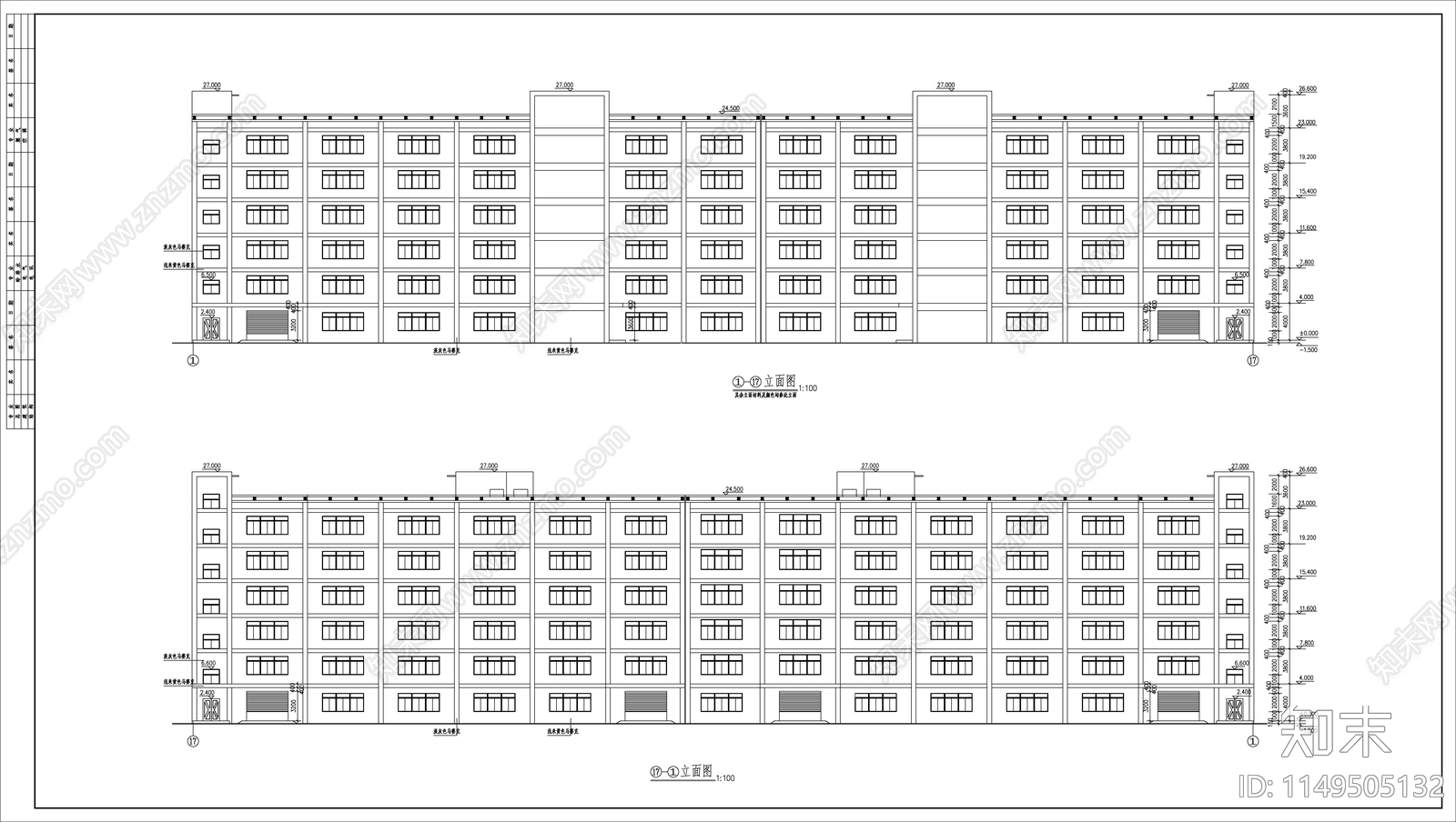 7层厂房建筑cad施工图下载【ID:1149505132】