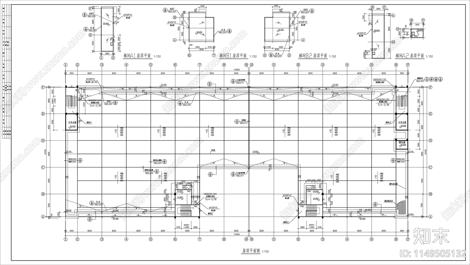 7层厂房建筑cad施工图下载【ID:1149505132】