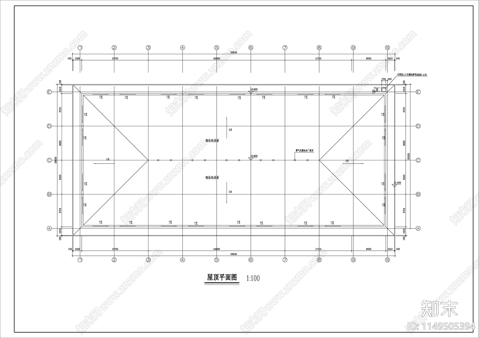 多层生产车间建筑cad施工图下载【ID:1149702805】