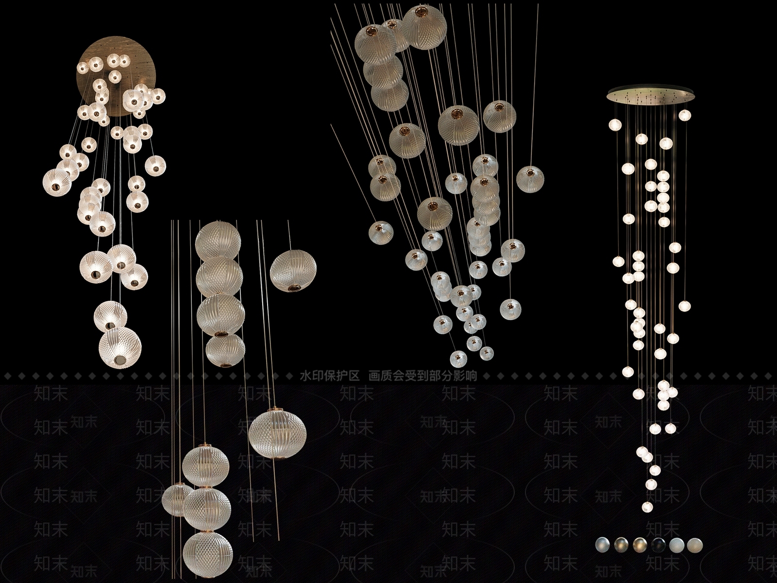 现代简约轻奢球形吊灯3D模型下载【ID:1149506245】
