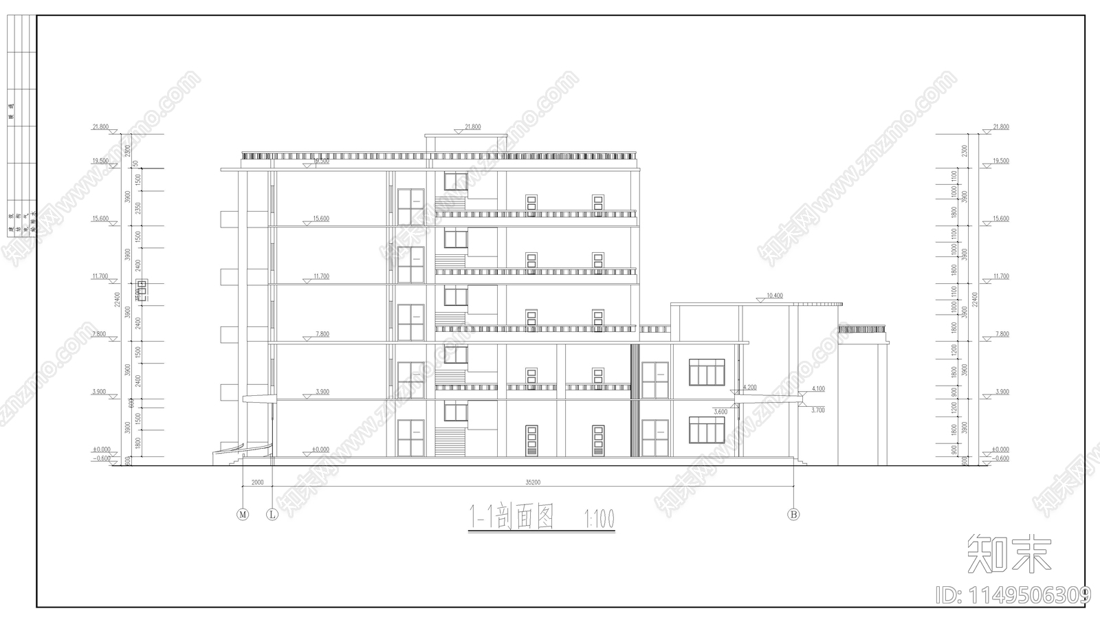 某学校教学楼扩出图cad施工图下载【ID:1149506309】