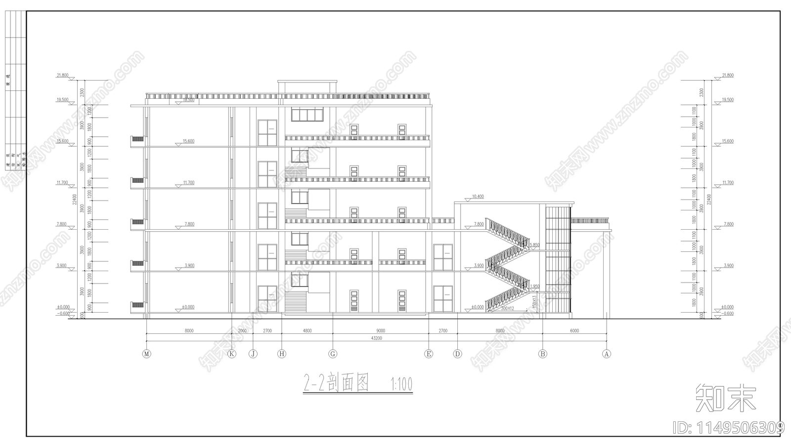 某学校教学楼扩出图cad施工图下载【ID:1149506309】