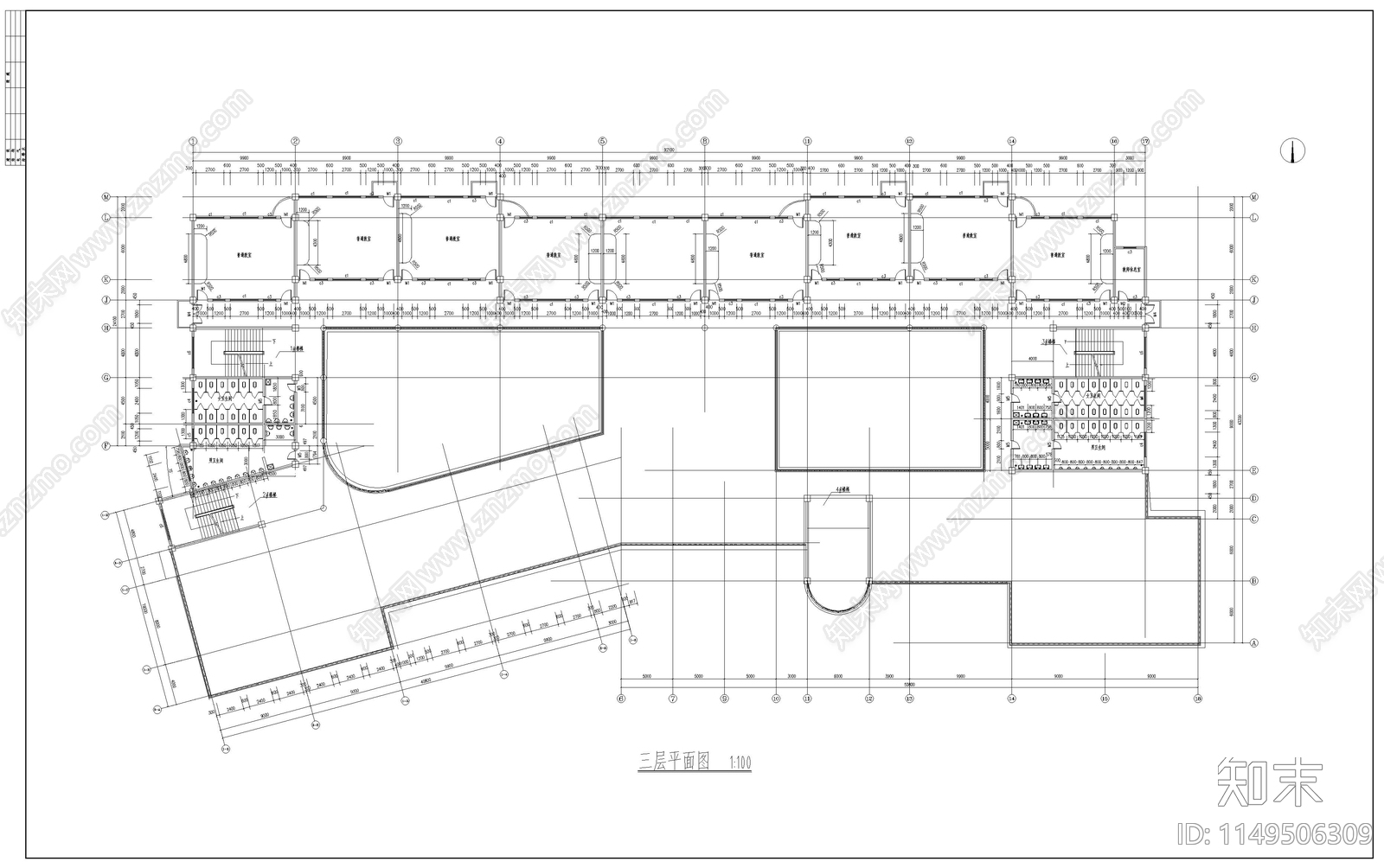 某学校教学楼扩出图cad施工图下载【ID:1149506309】