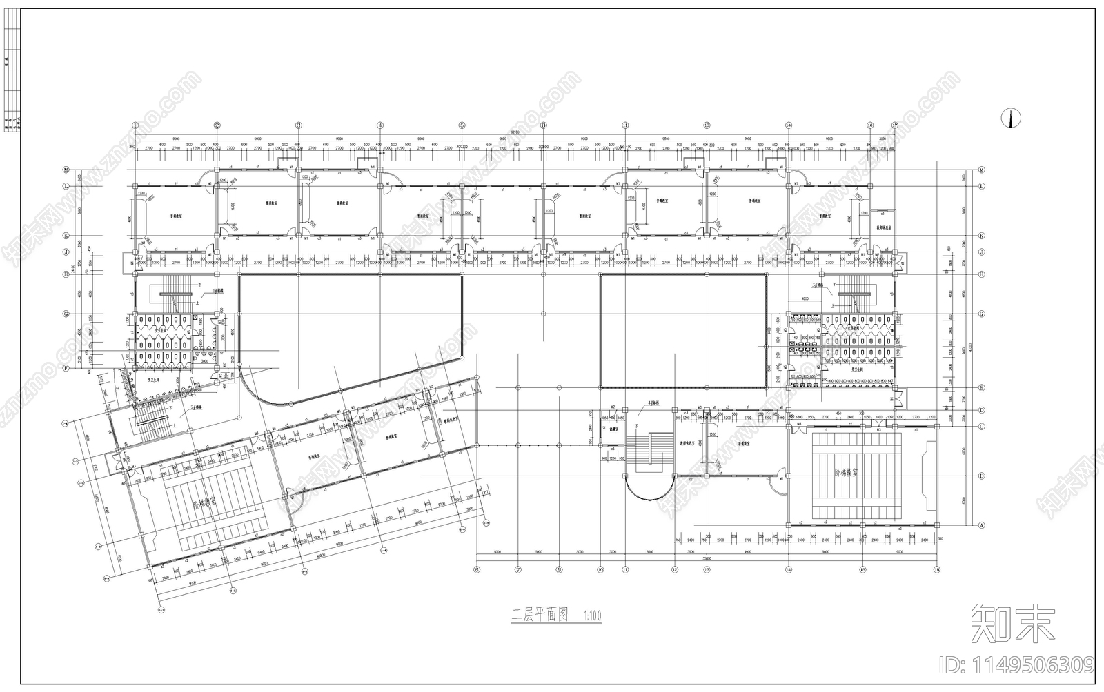 某学校教学楼扩出图cad施工图下载【ID:1149506309】