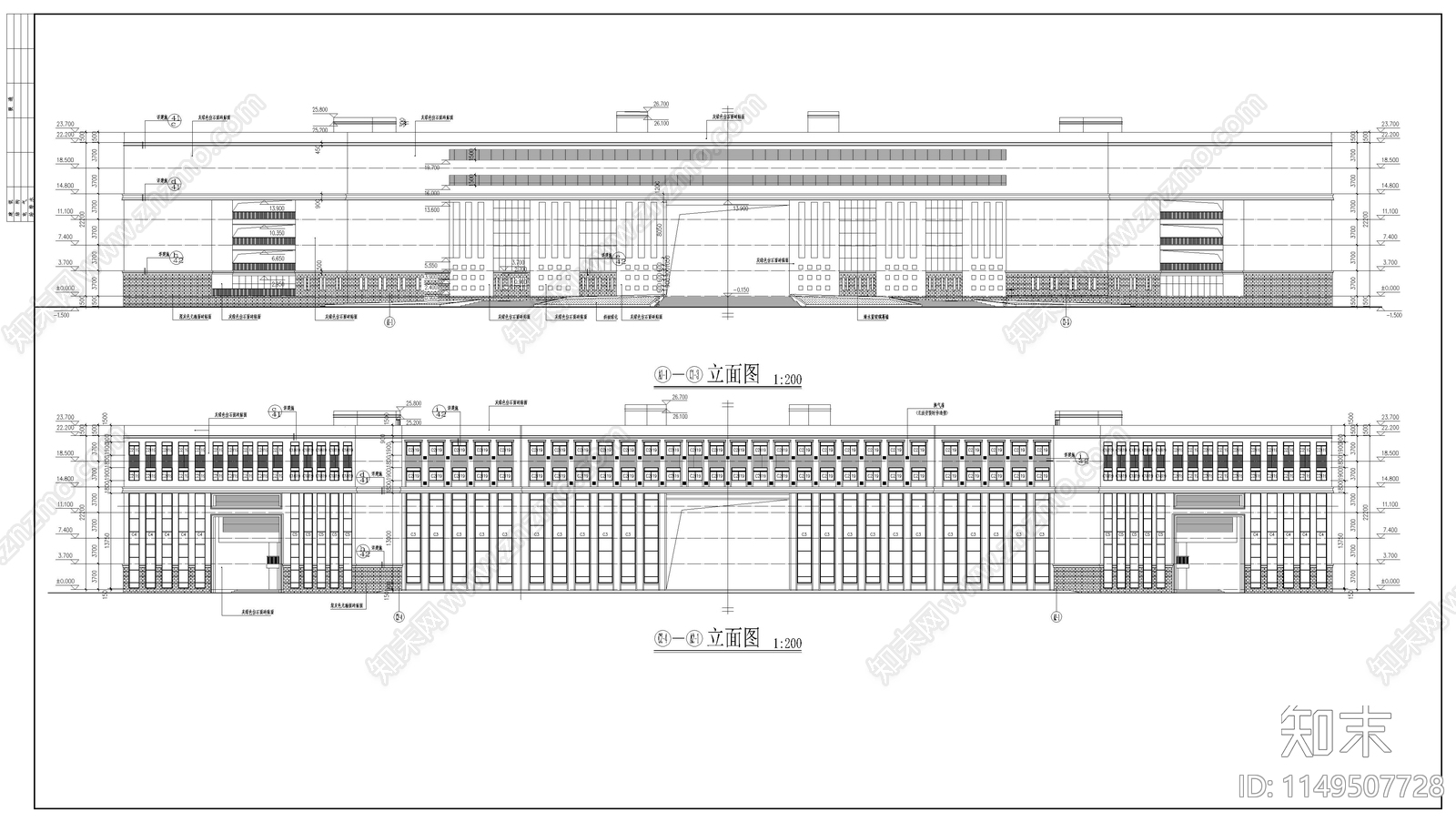 某学院教学楼建筑cad施工图下载【ID:1149507728】