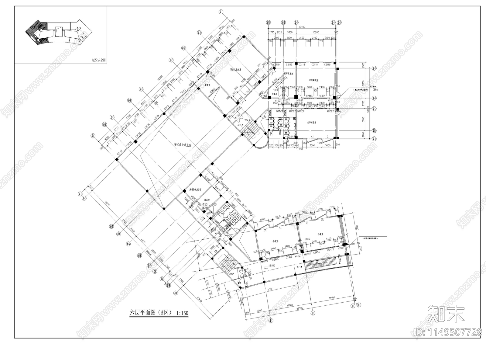 某学院教学楼建筑cad施工图下载【ID:1149507728】