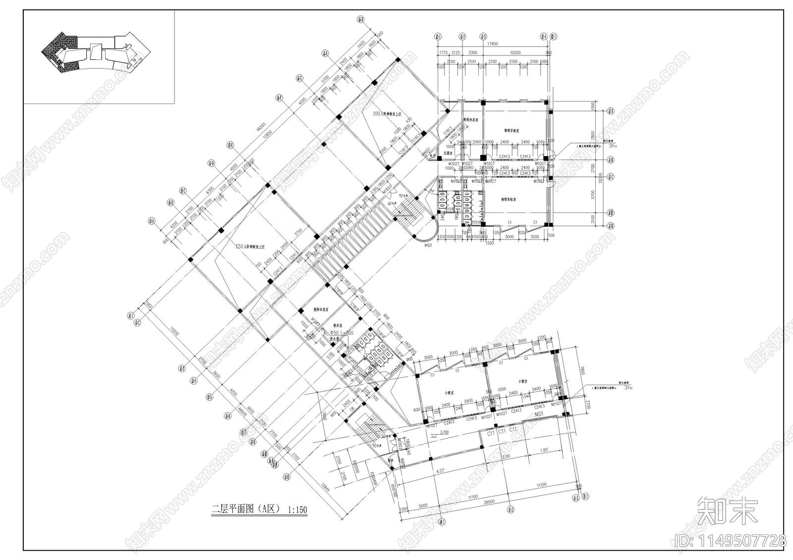 某学院教学楼建筑cad施工图下载【ID:1149507728】