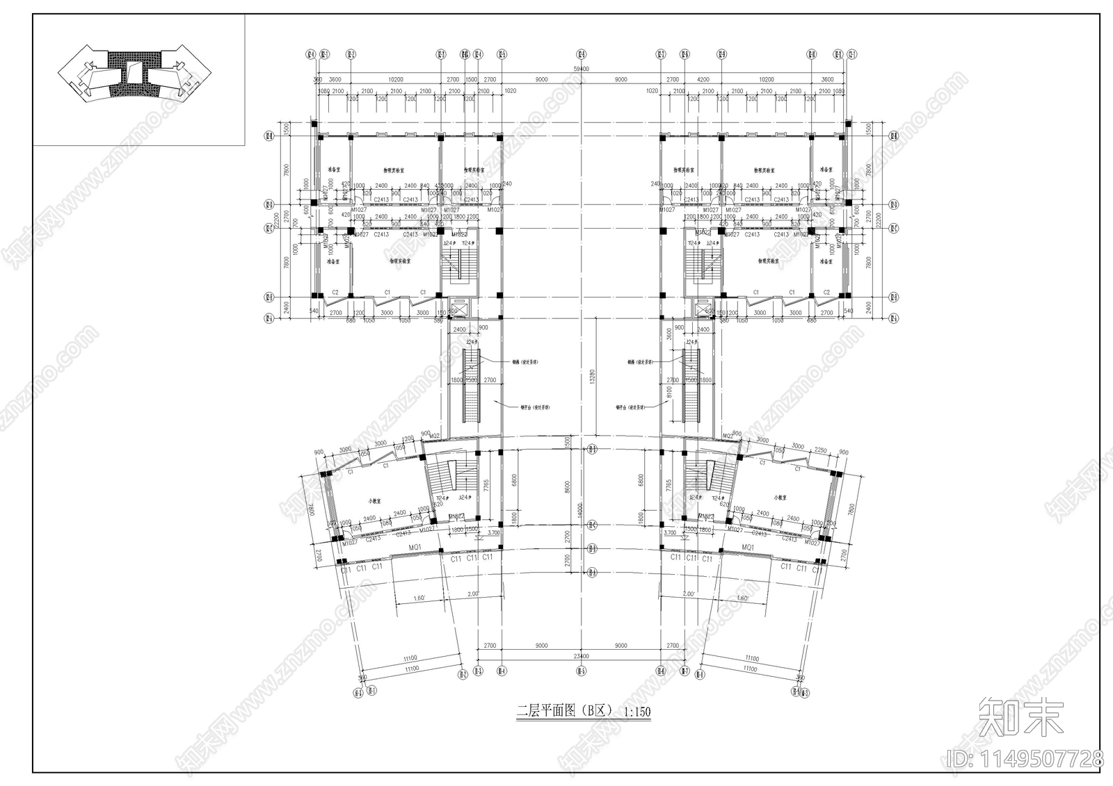 某学院教学楼建筑cad施工图下载【ID:1149507728】