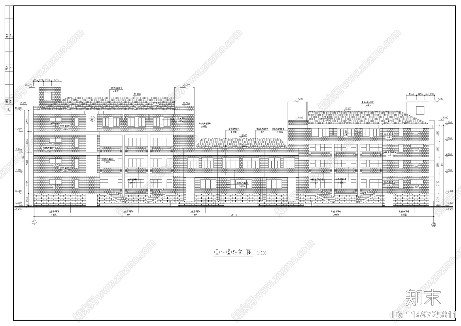 中学教学楼建筑cad施工图下载【ID:1149725811】