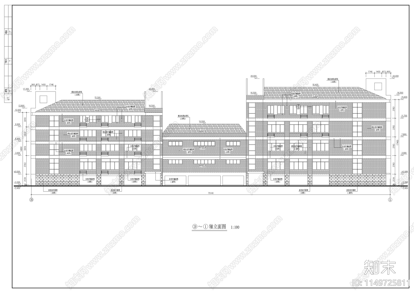 中学教学楼建筑cad施工图下载【ID:1149725811】