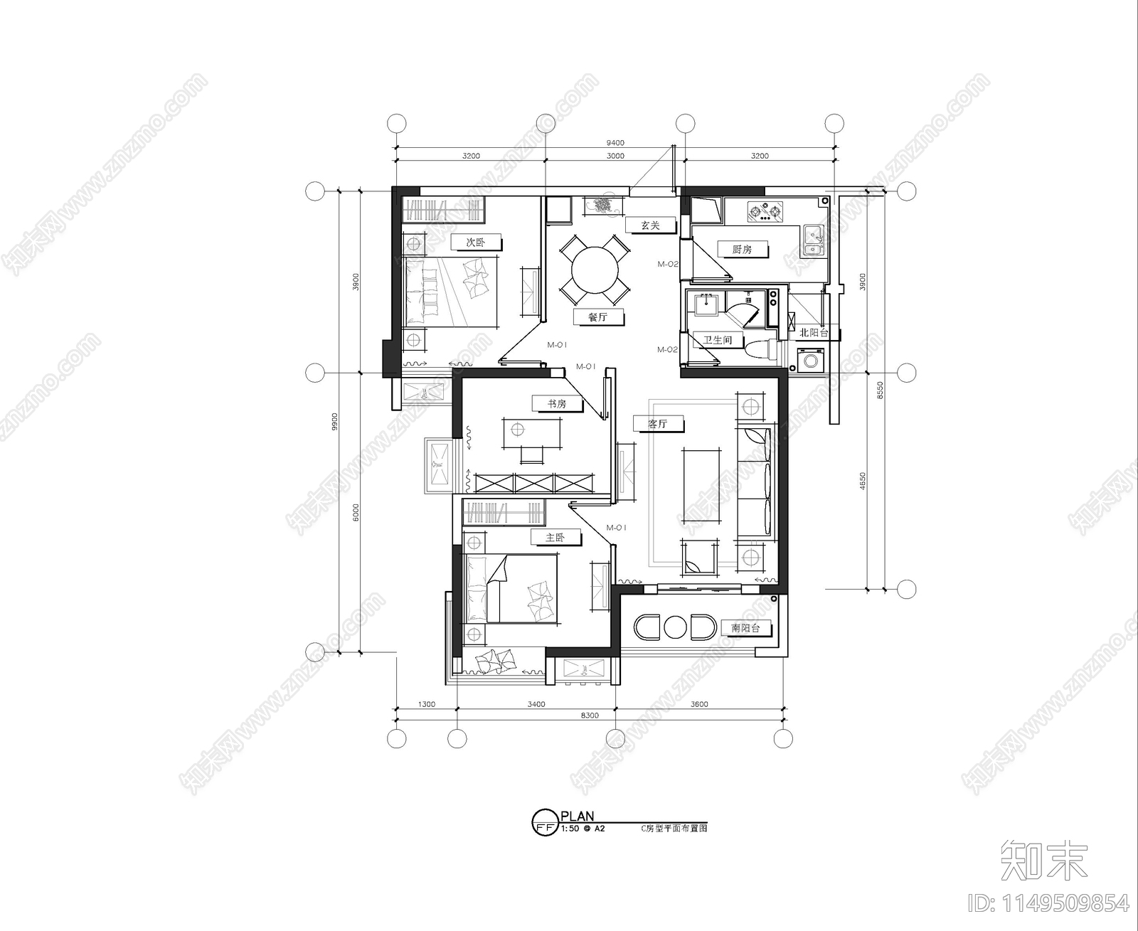 108中间户精装修cad施工图下载【ID:1149509854】