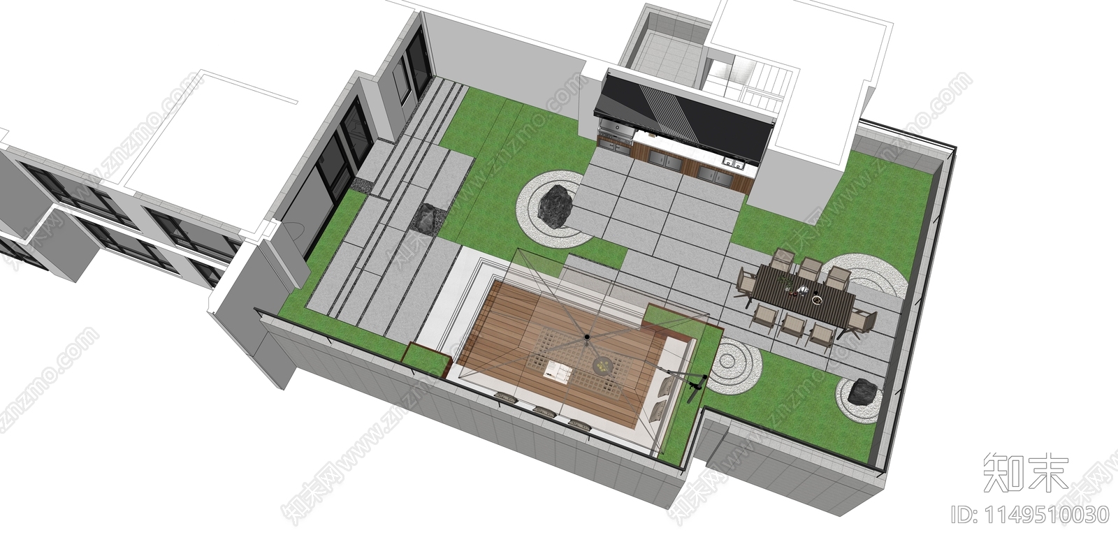 现代屋顶花园景观SU模型下载【ID:1149510030】